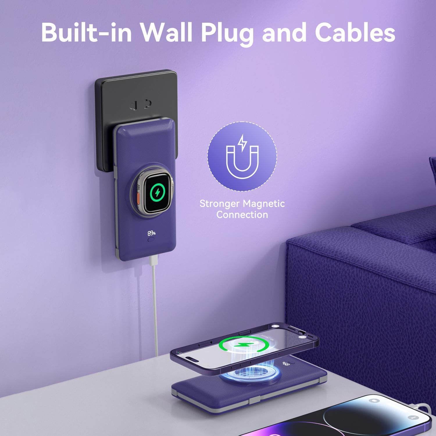 LUCKYFELLOW Cargador portátil magnético de 10000 mAh para iWatch y...