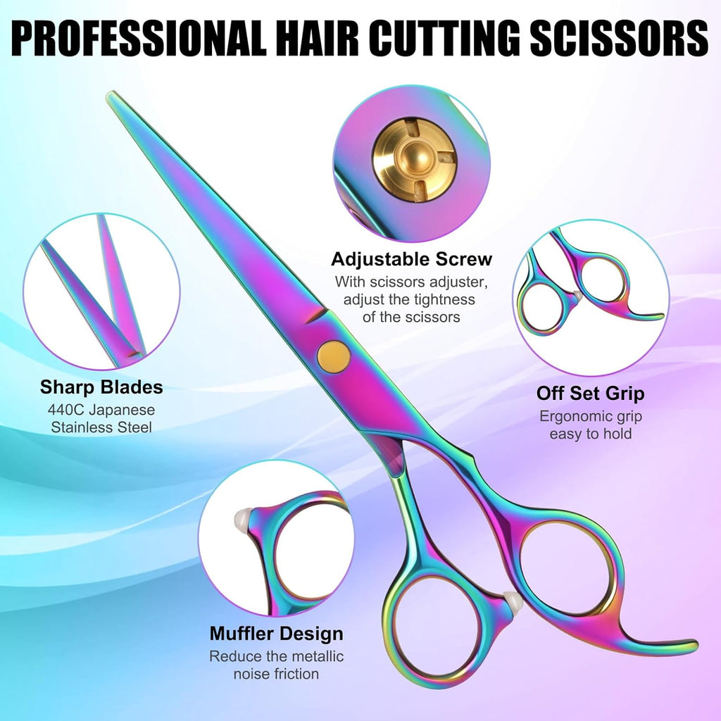 Juego de tijeras de corte de pelo, kit profesional de tijeras de co...