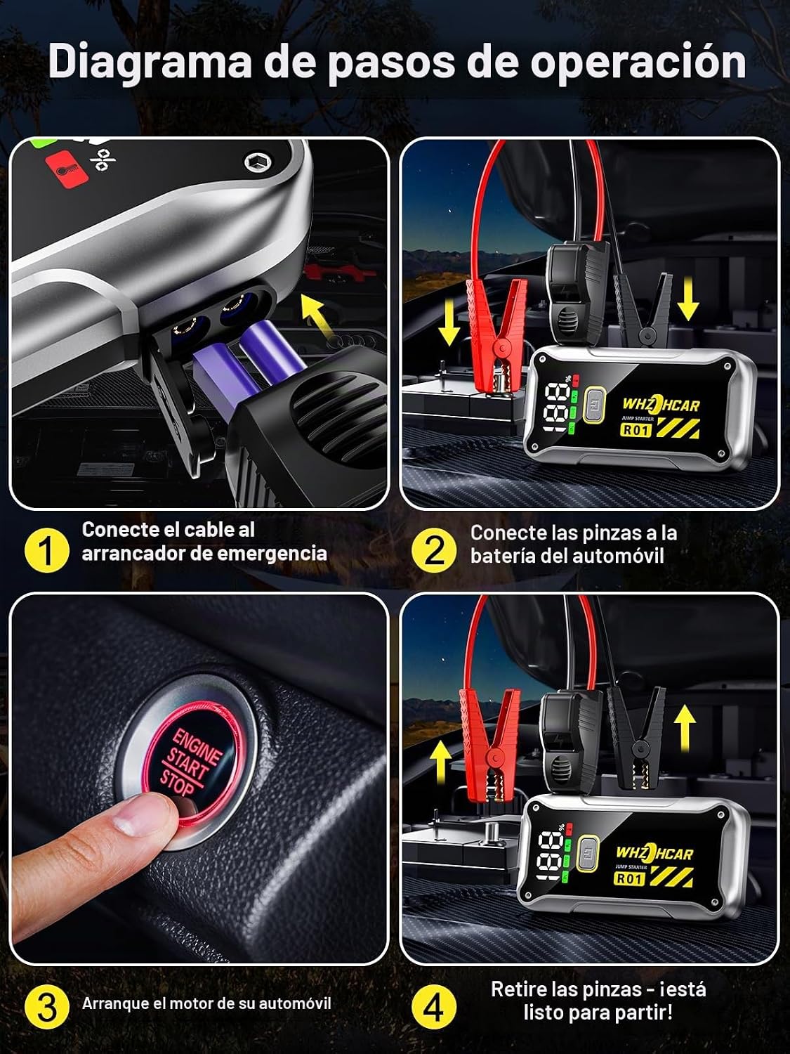 Arrancador de Coche, Arrancador de Batería de Coche de 12V 4000A (9...