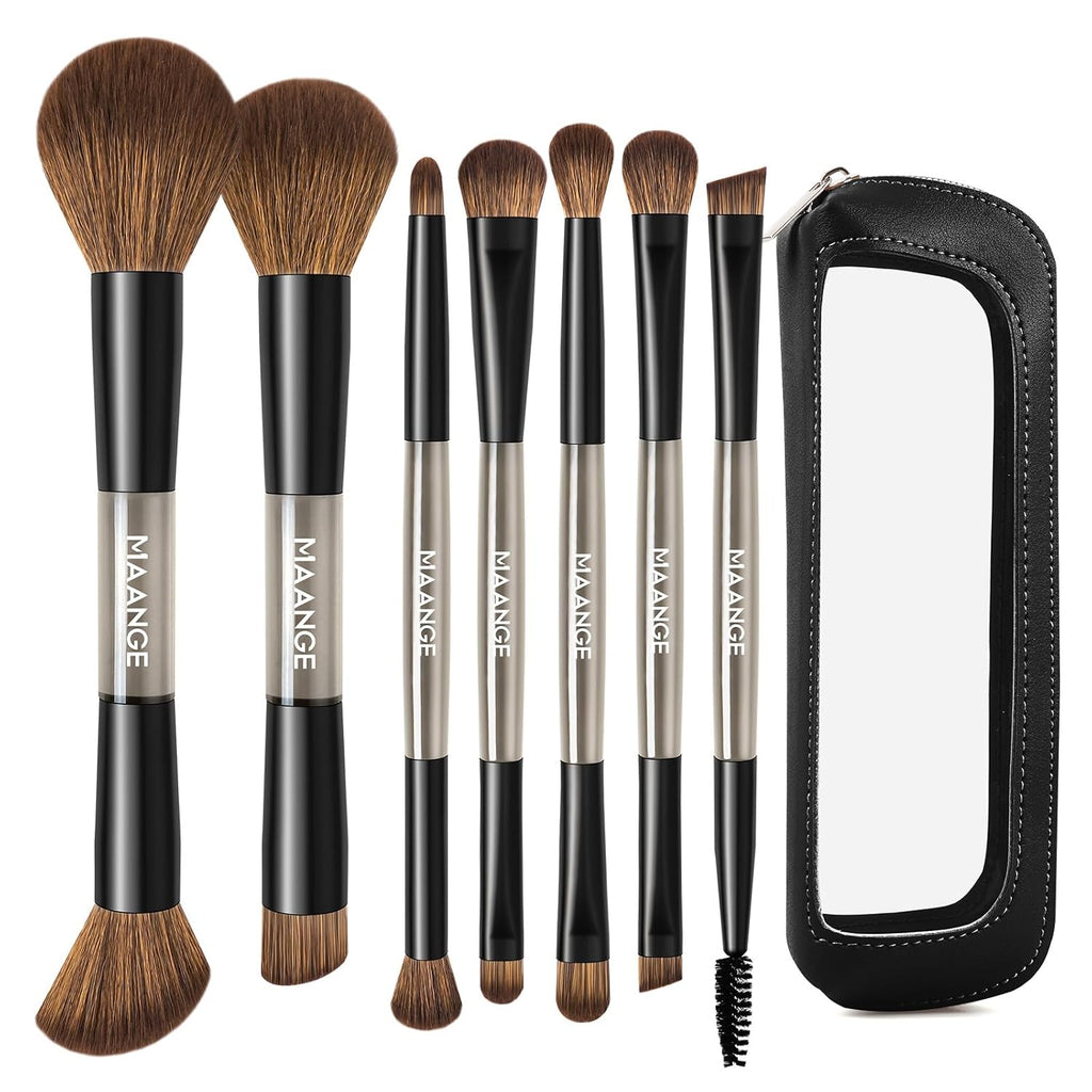 MAANGE Juego de 7 pinceles para maquillaje con bolsa, brochas de ma...