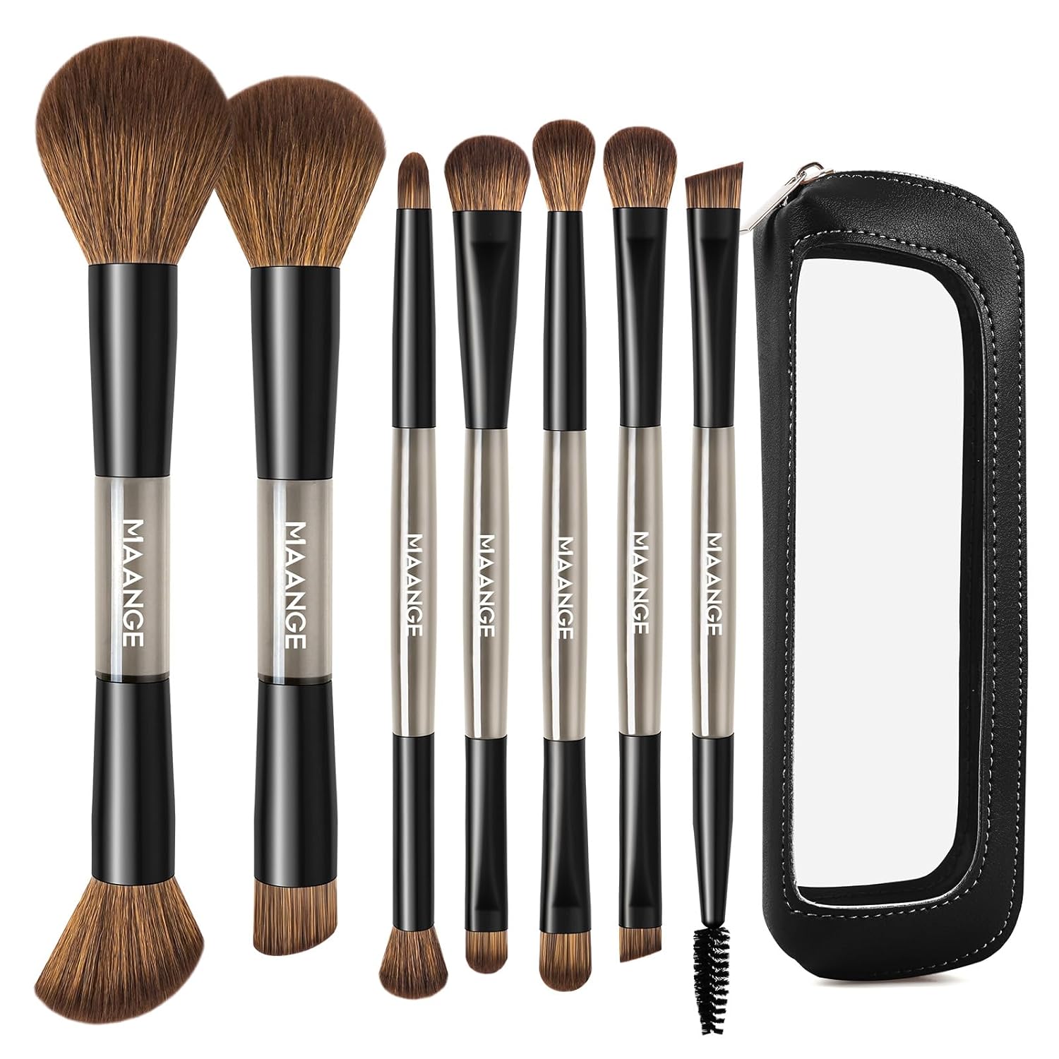 MAANGE Juego de 7 pinceles para maquillaje con bolsa, brochas de ma...