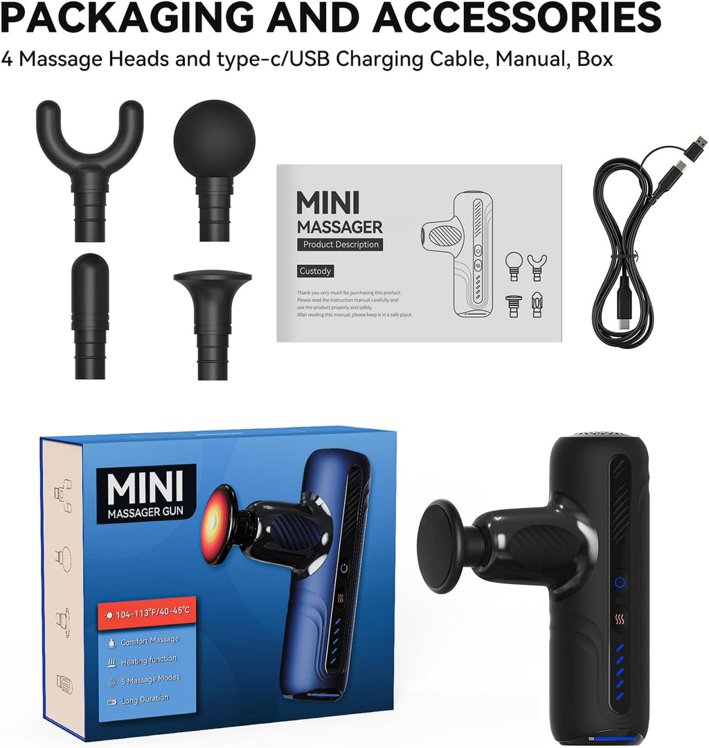 MJSZAP Mini pistola de masaje térmica con calor, masajeador portáti...