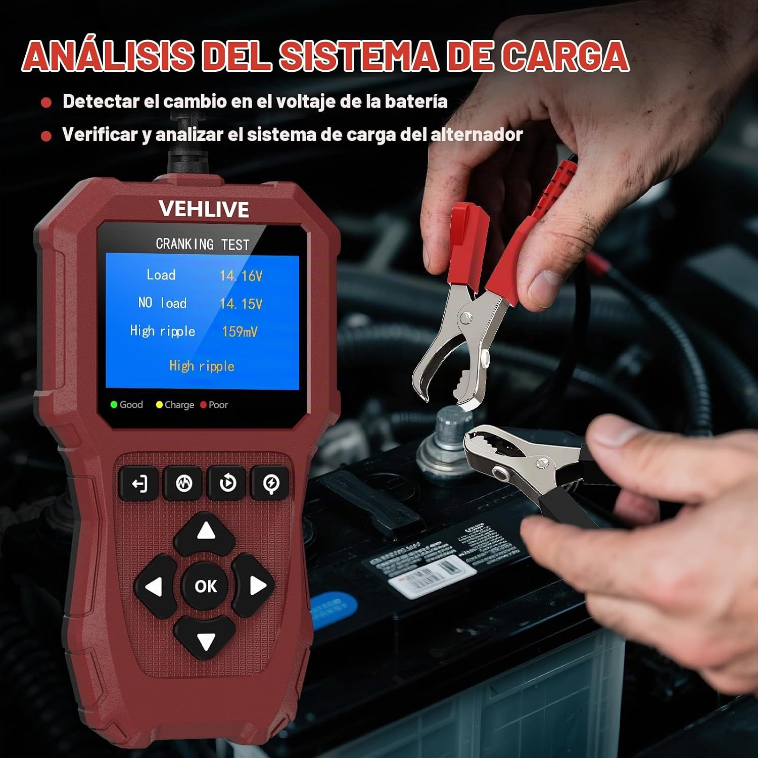 BT911 5-3000CCA - Probador de batería de automóvil de 6 V, 12 V y 2...