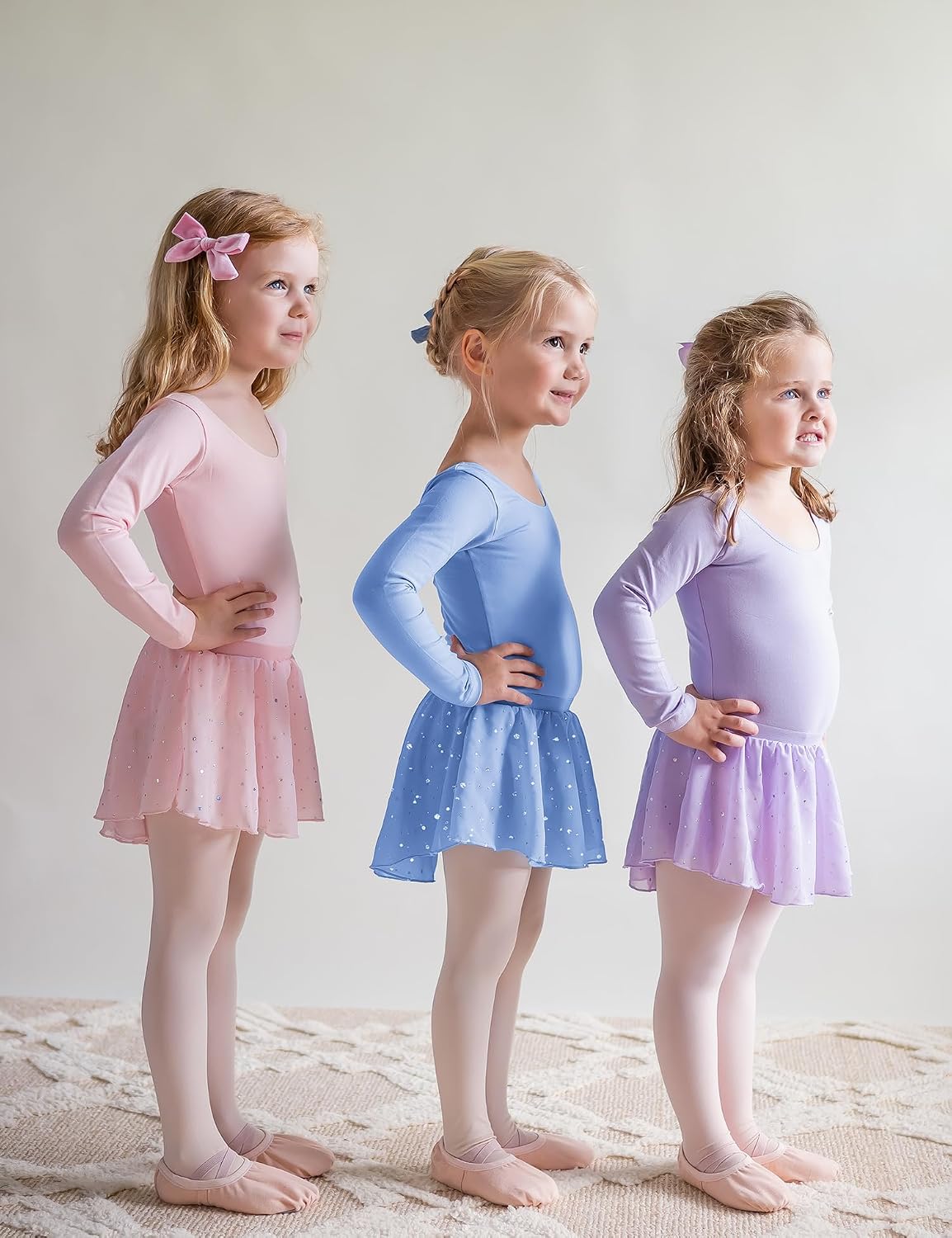Zaclotre Leotardos de ballet para niñas con faldas brillantes, mang...
