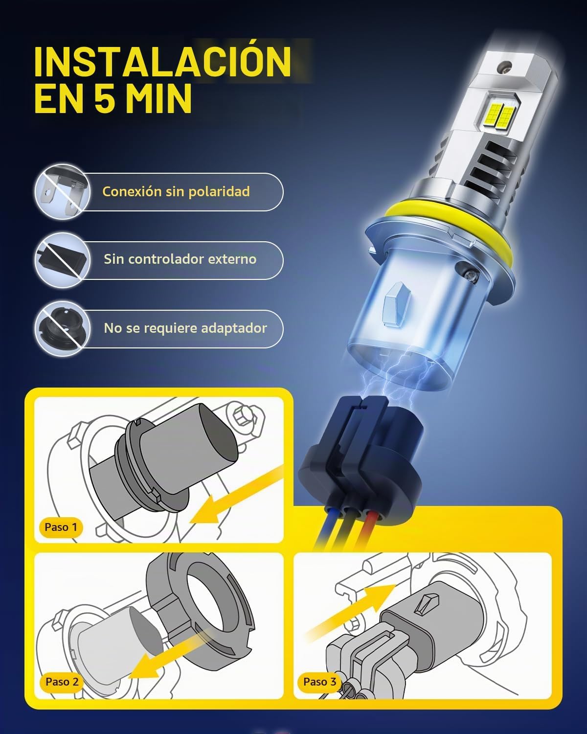 AUXITO Combo de bombillas LED 9007, 40,000 lm súper brillantes, paq...