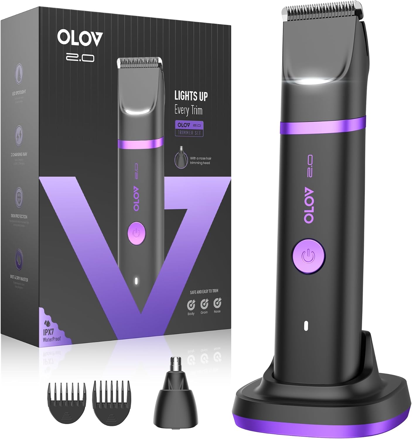 Recortadora de vello púbico y corporal para hombres - Afeitadora el...