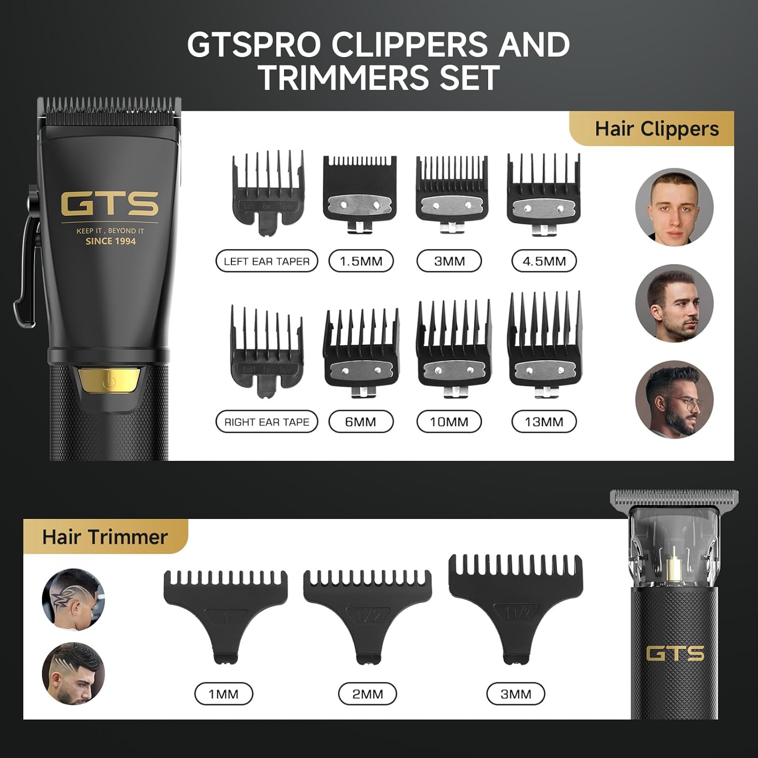 GTS Cortadoras de pelo para hombres profesionales, kits y sets de c...