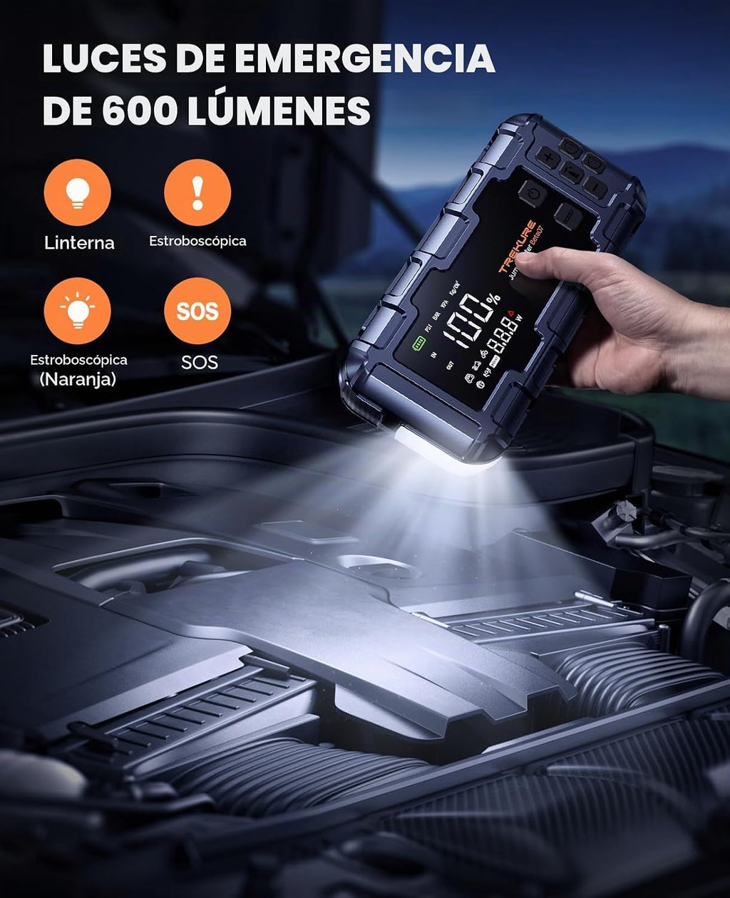 TREKURE Caja de arranque de batería de coche 10 en 1 con cables de...