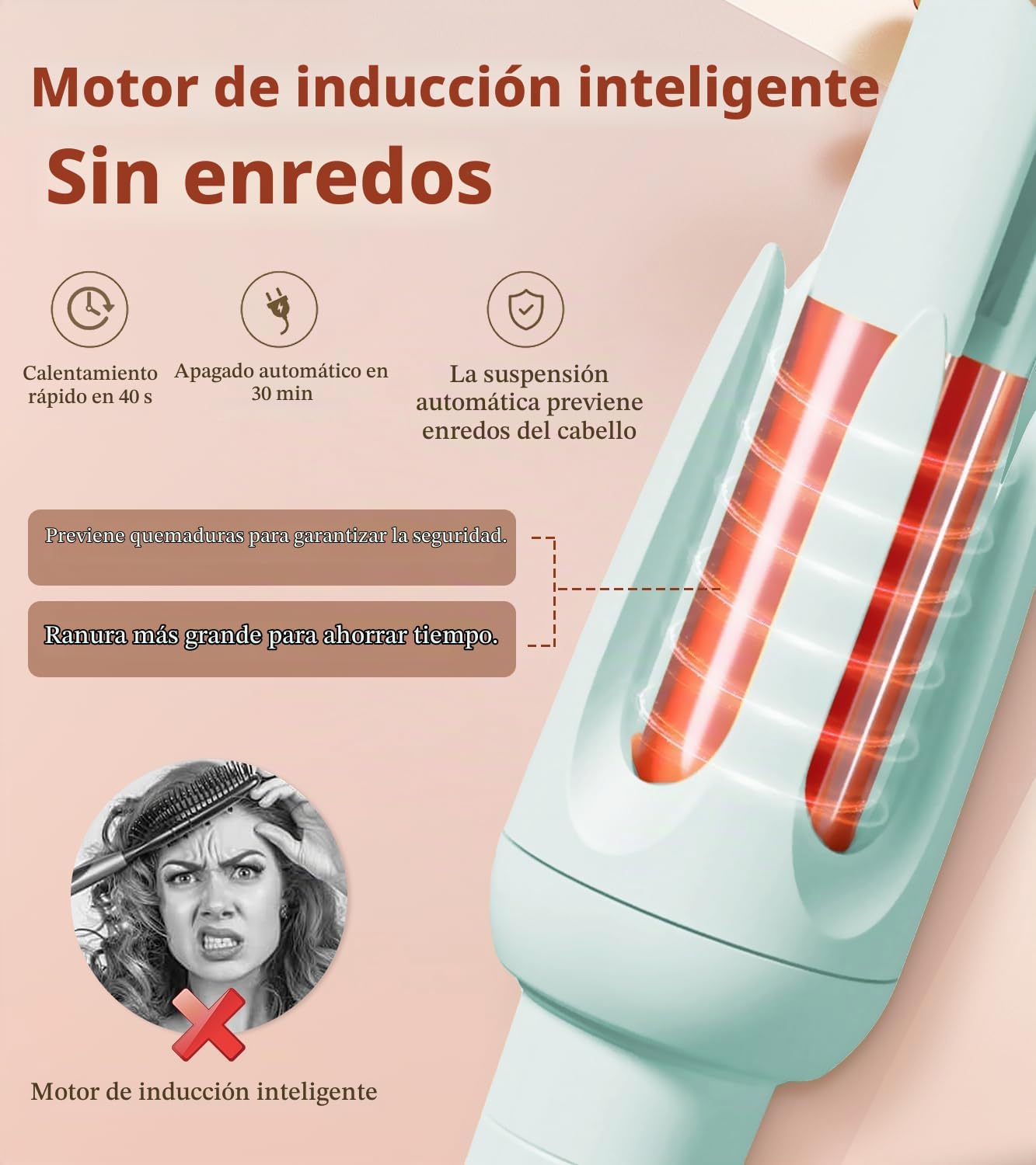Rizador automático de pelo, rizador automático con 4 temperaturas y...