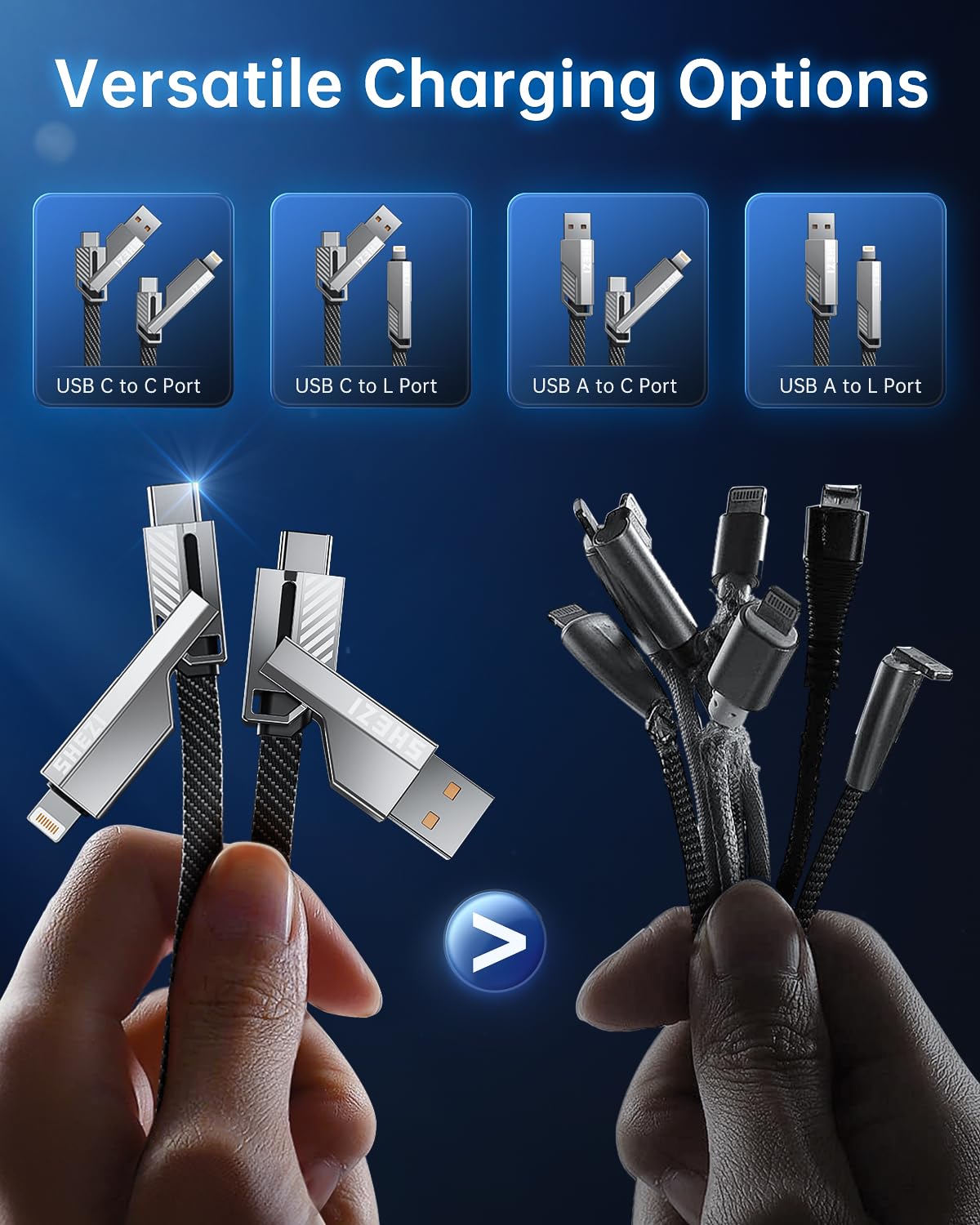 [Uno es suficiente] Compatible con cable USB C a Lightning 4 en 1,...