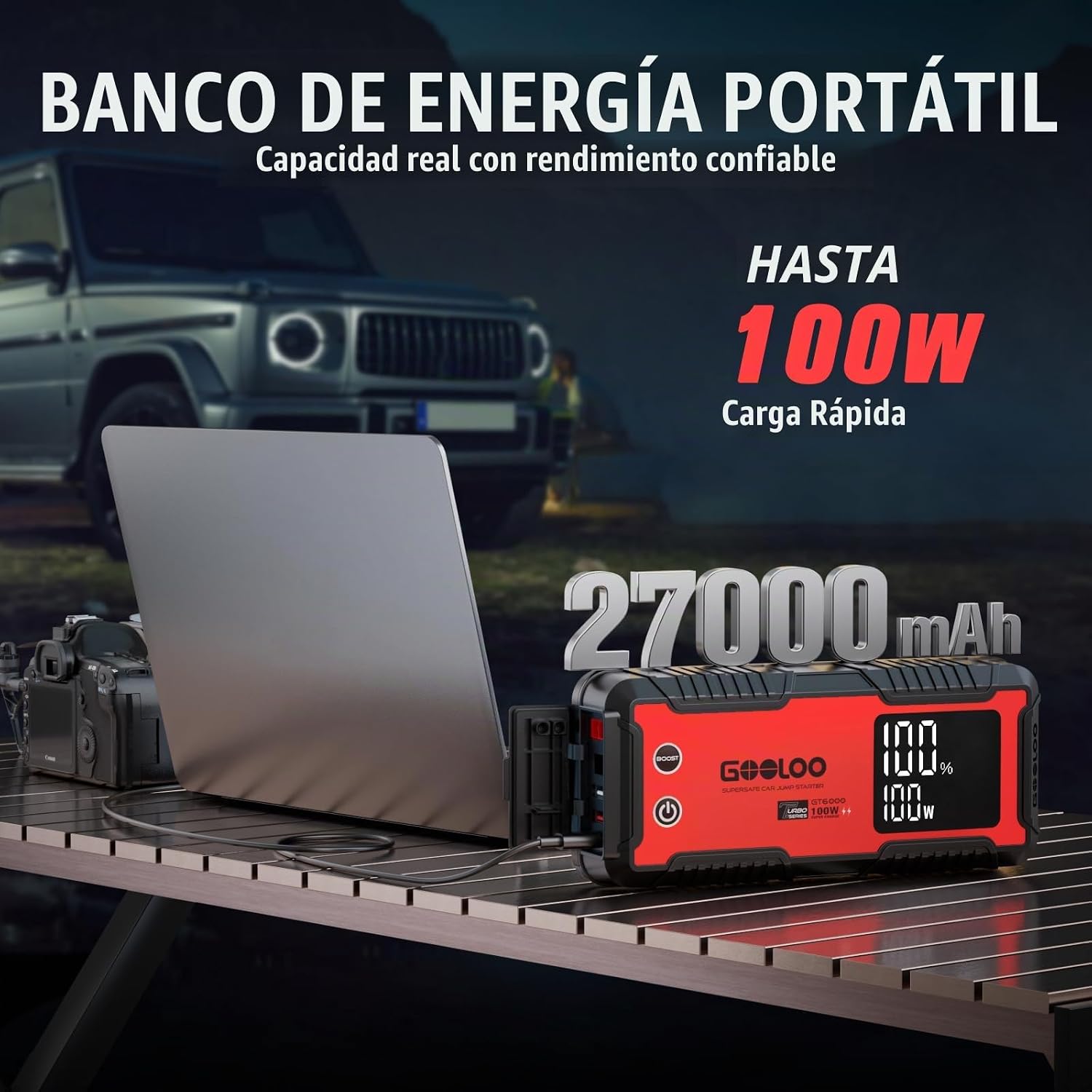 GOOLOO Arrancador de coche GT6000 de 6000 A con carga rápida bidire...