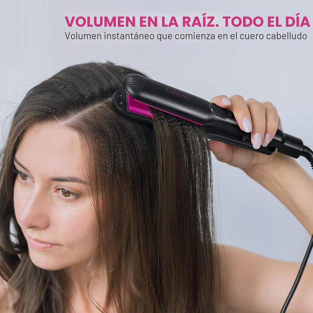CIVEYA Plancha voluminizadora de cabello pequeño para cabello fino...