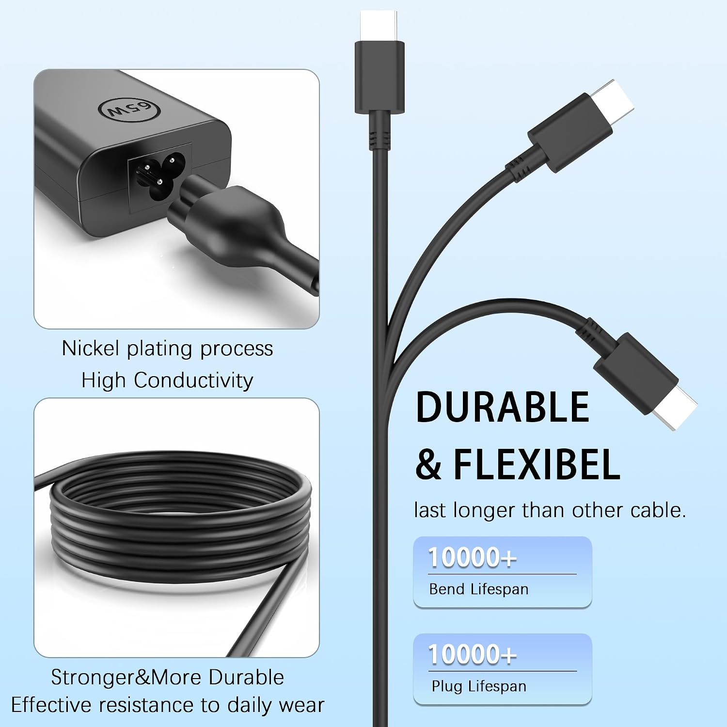 GEYUTOTE Cargador de portátil USB C de 65W 60W Compatible con carga...