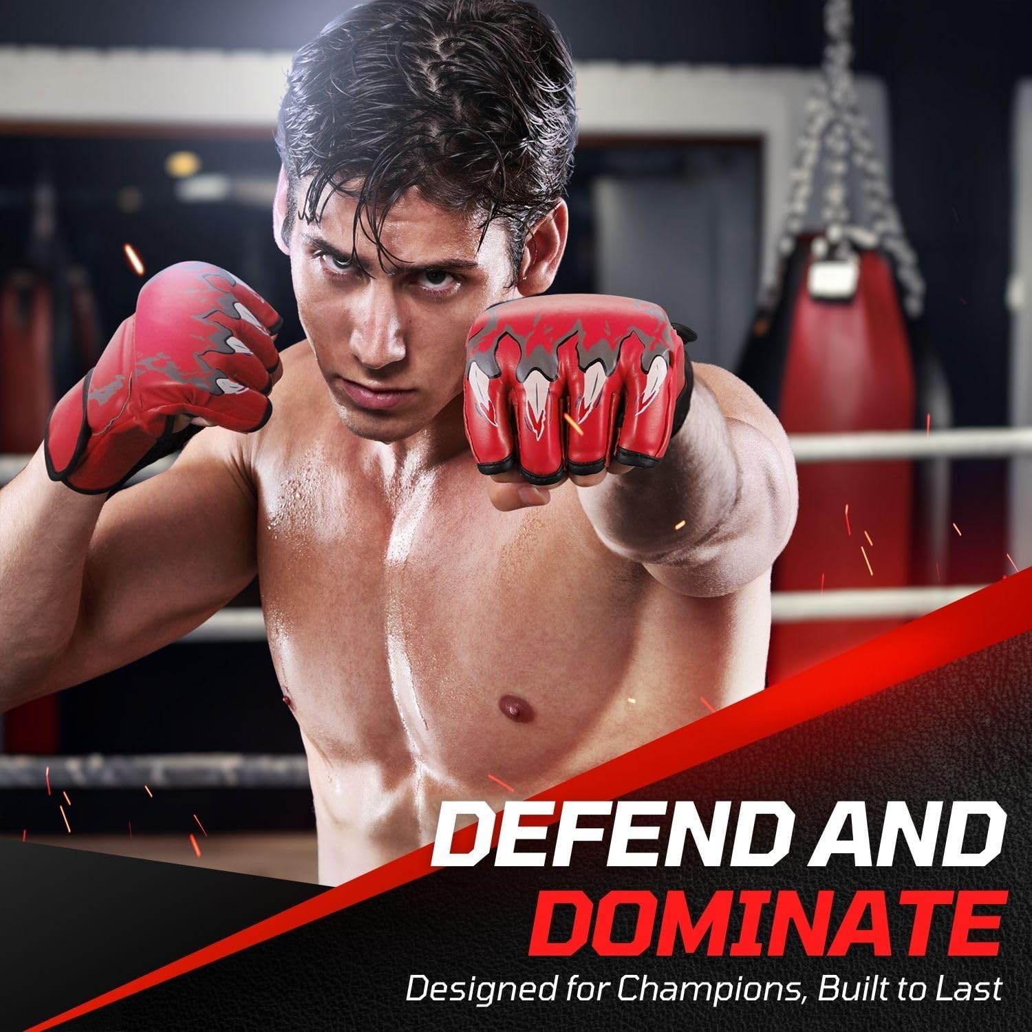 Flexzion, guantes de boxeo con dedos descubiertos - Grappling, MMA,...