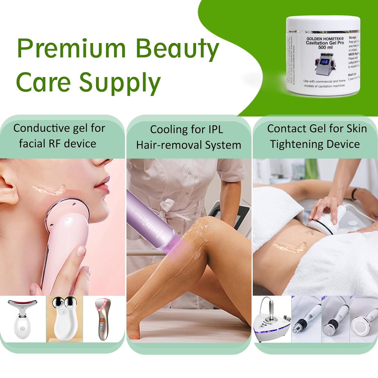 Gel conductor RF con ácido hialurónico para dispositivo facial de m...