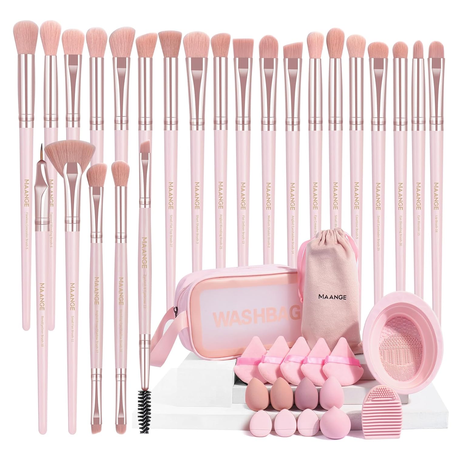 MAANGE Juego de 41 brochas de maquillaje de precisión sintética de...