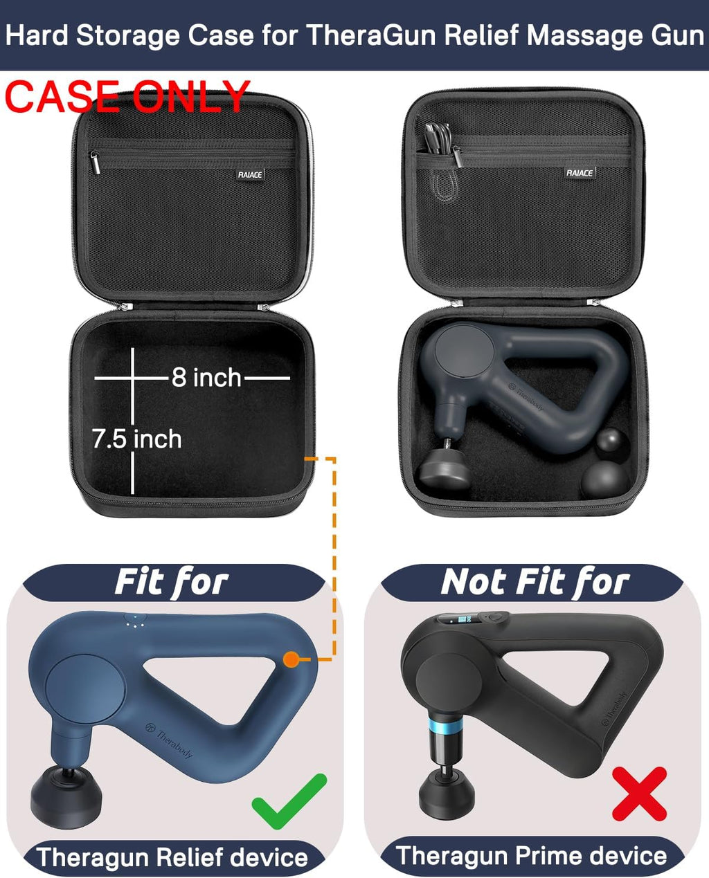 RAIACE Funda para pistola de masaje, funda rígida de almacenamiento...