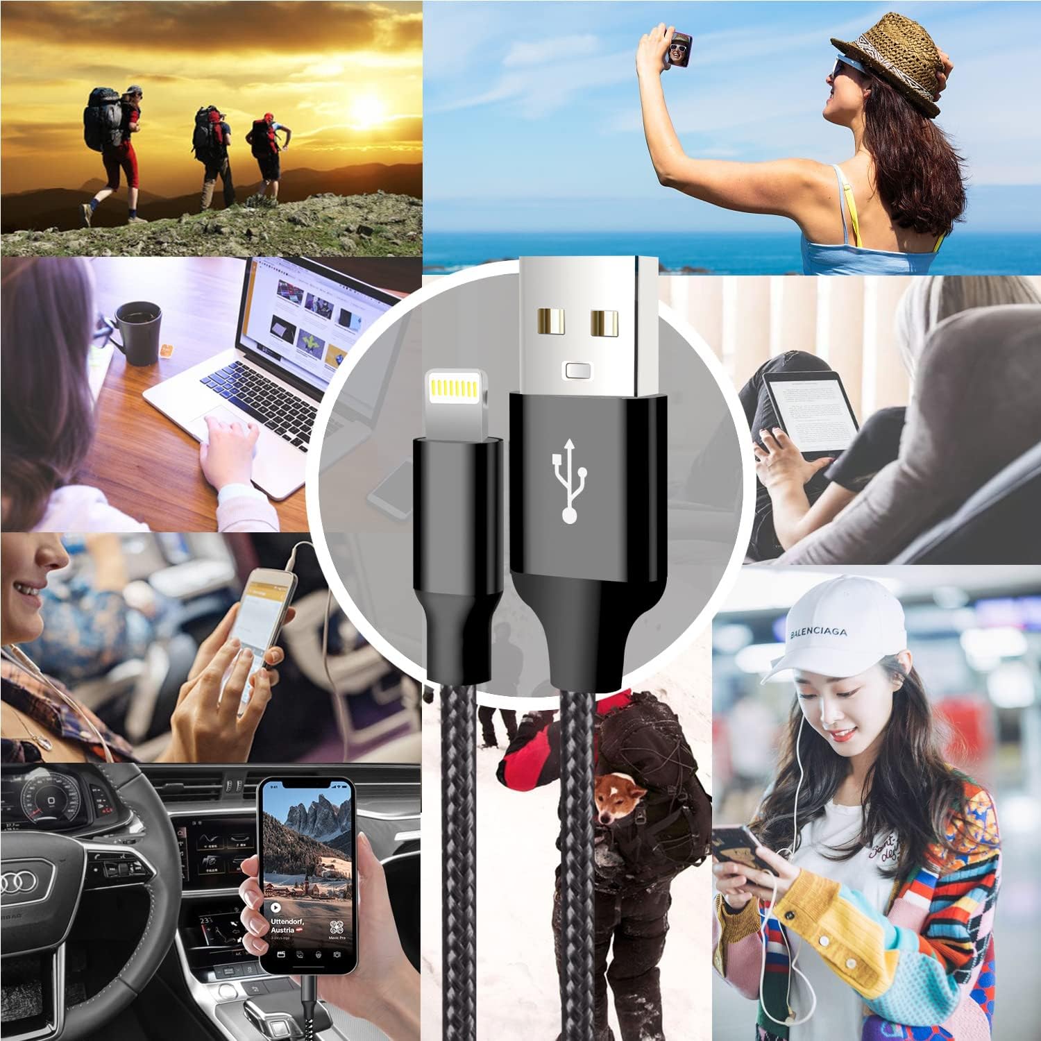 cugunu Cargador para iPhone, 5 unidades de 3\/3\/6\/6\/10 pies, con...