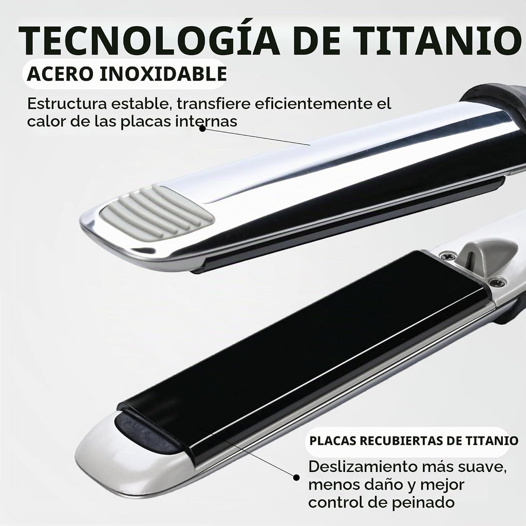 Rozamor - Plancha plana de titanio profesional, plancha y rizador d...