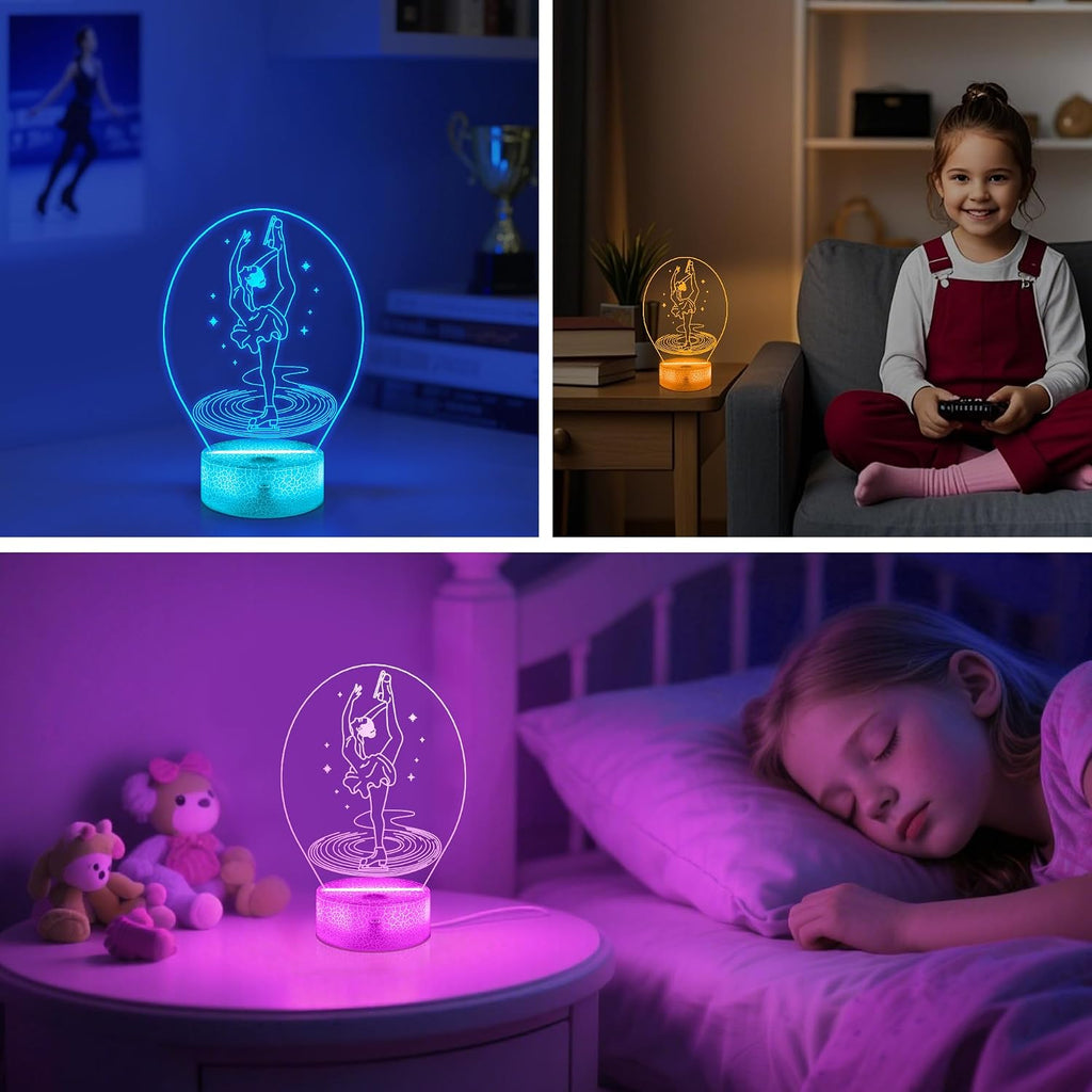 OkiyiD Regalos de patinaje artístico para niñas, luz nocturna de pa...