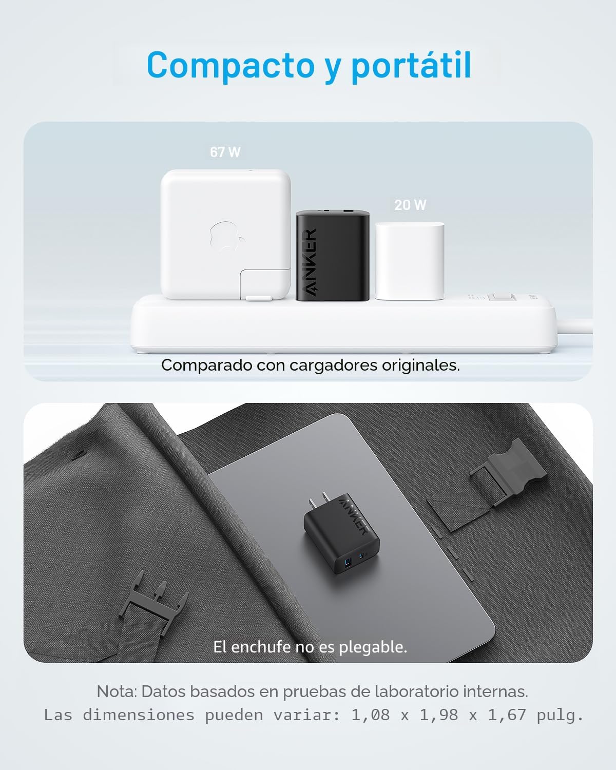 Anker - Cargador para iPhone 17\/16, 2 unidades, 20 W, cargador USB...