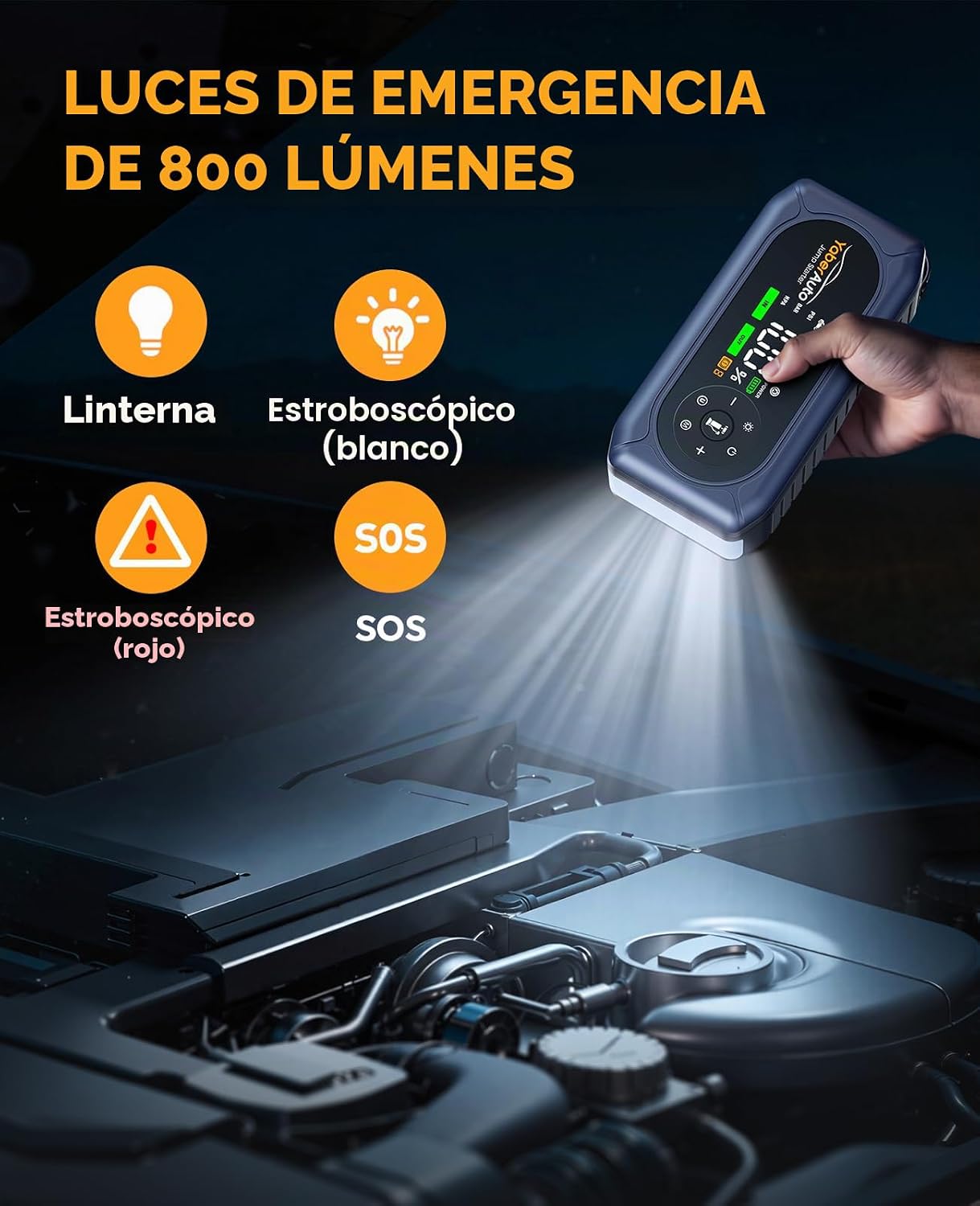 YaberAuto Arrancador de batería de coche de 5000 A con compresor de...