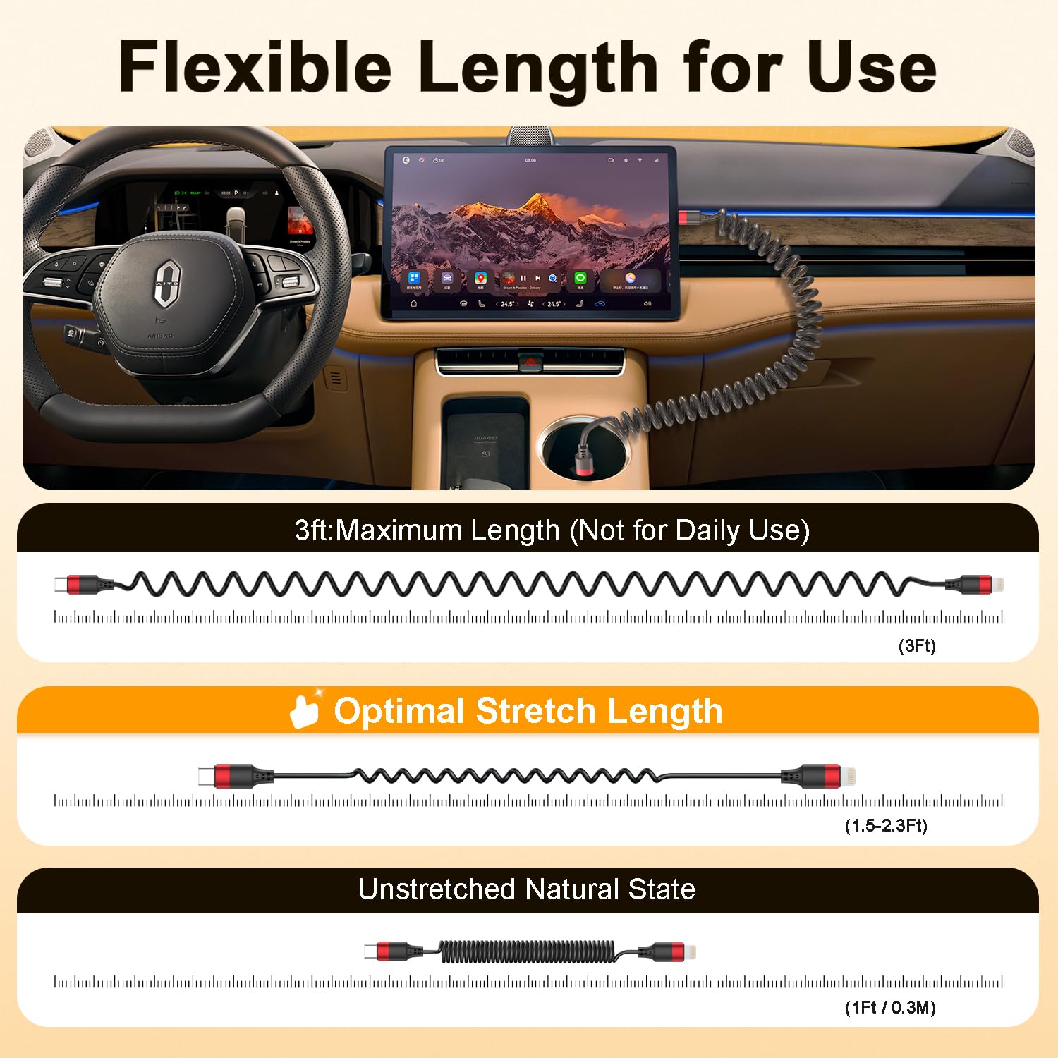 Cable Lightning a USB C en espiral, paquete de 2 cables USB tipo C...