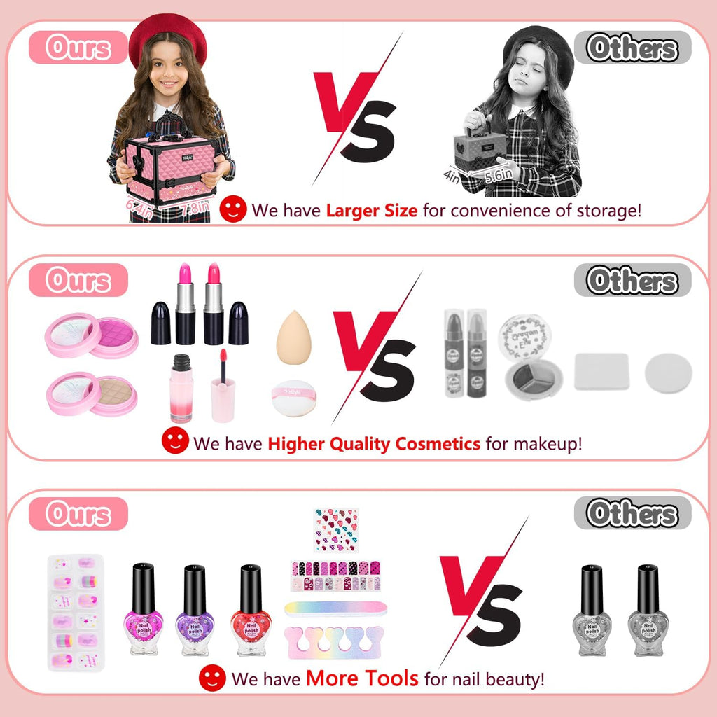 Hollyhi Juego de 59 piezas de maquillaje para niñas, juego de jugue...
