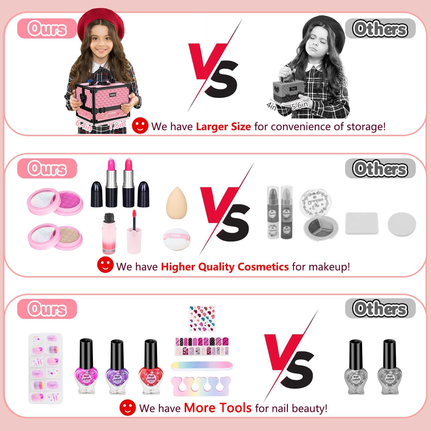Hollyhi Juego de 59 piezas de maquillaje para niñas, juego de jugue...