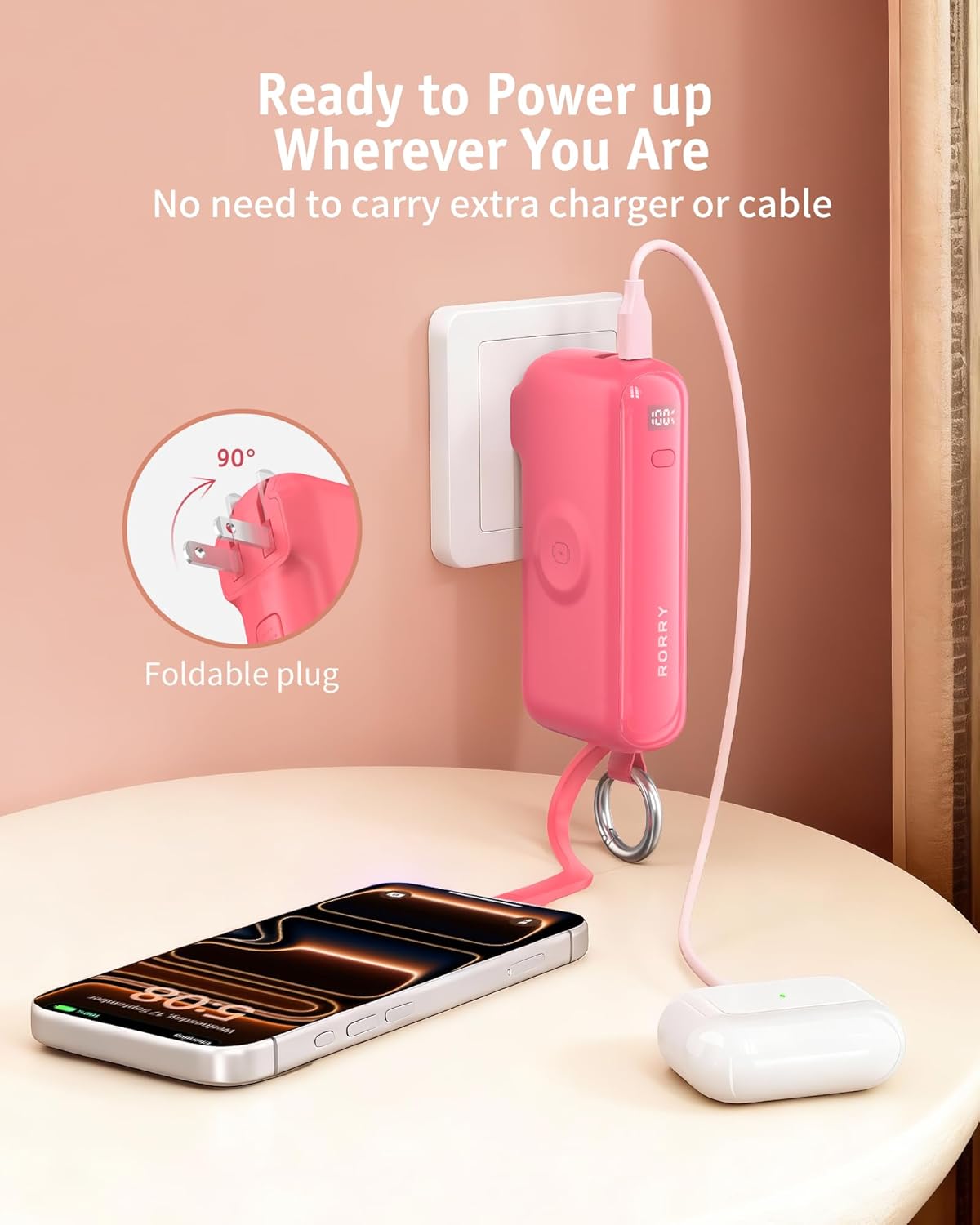 RORRY Flow Cargador portátil, batería externa de 10000 mAh y 40 W d...