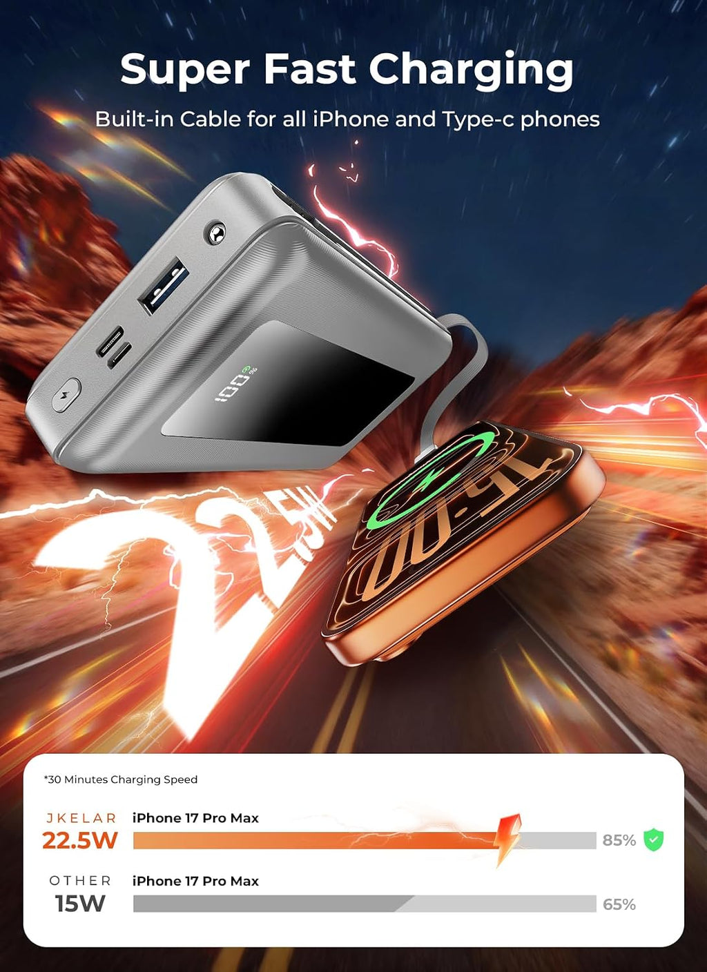 JKELAR Cargador portátil esencial de 50000 mAh para viajes, campame...