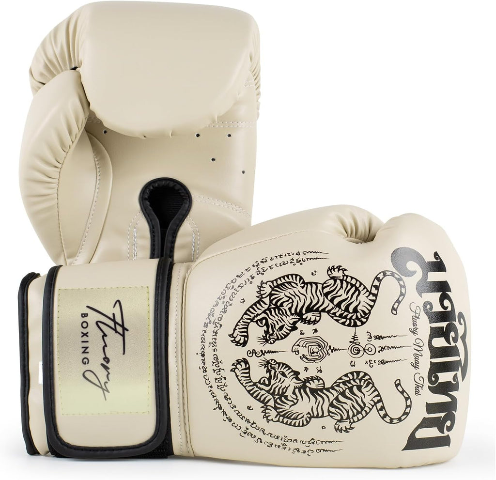 Guantes de boxeo, diseño simétrico con dos tigres, guantes de entre...