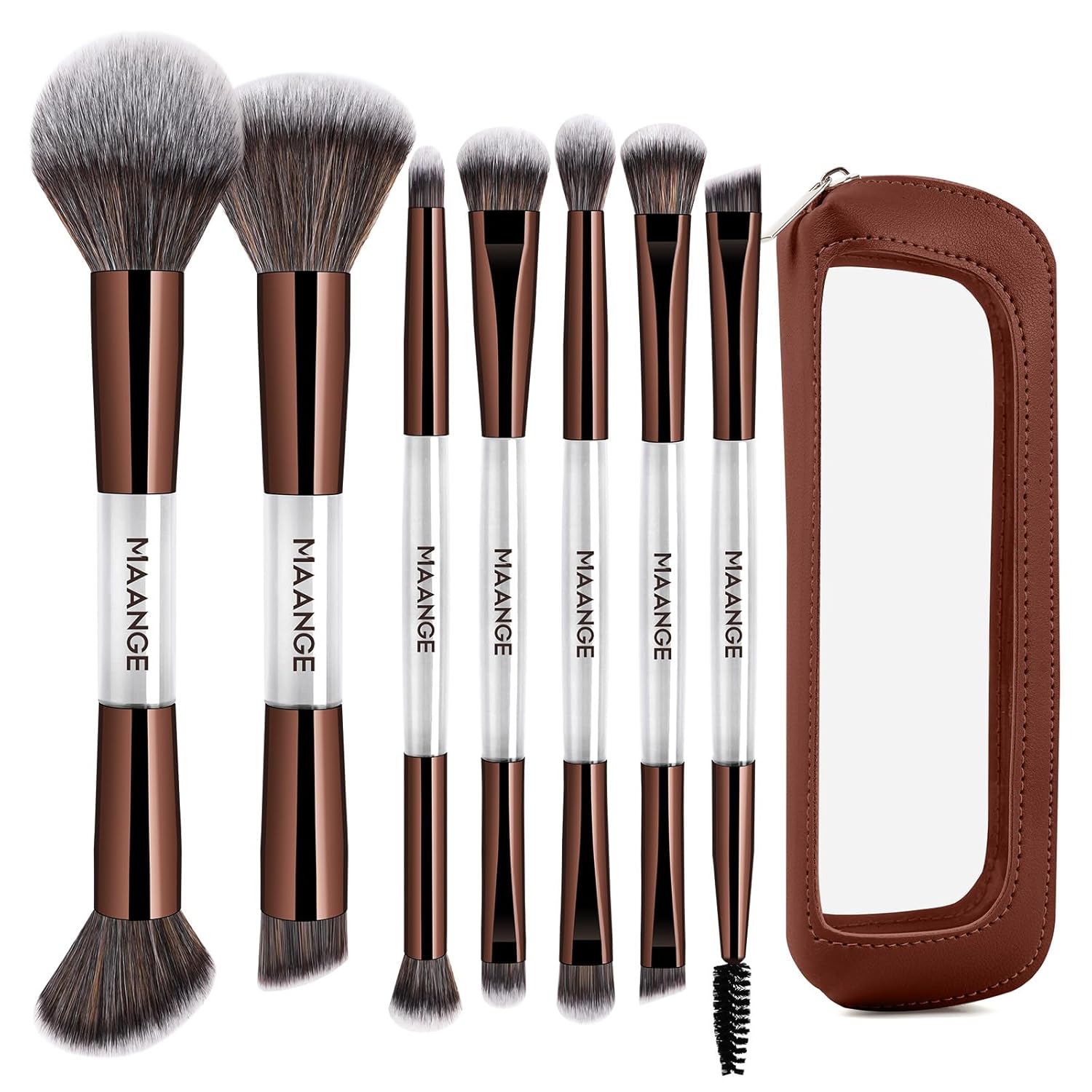 MAANGE Juego de 7 pinceles para maquillaje con bolsa, brochas de ma...