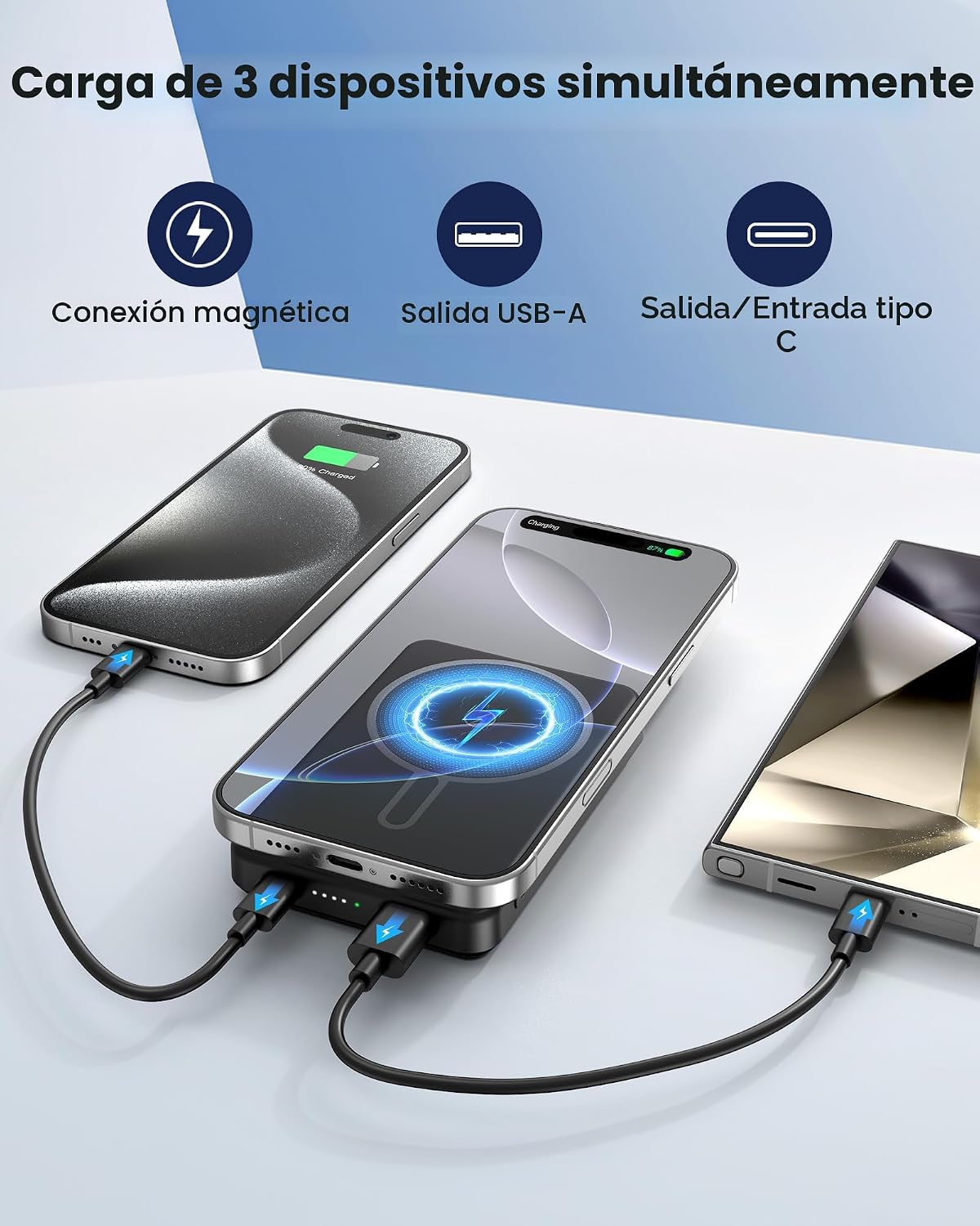para Magsafe Paquete de baterías, cargador portátil magnético de 10...