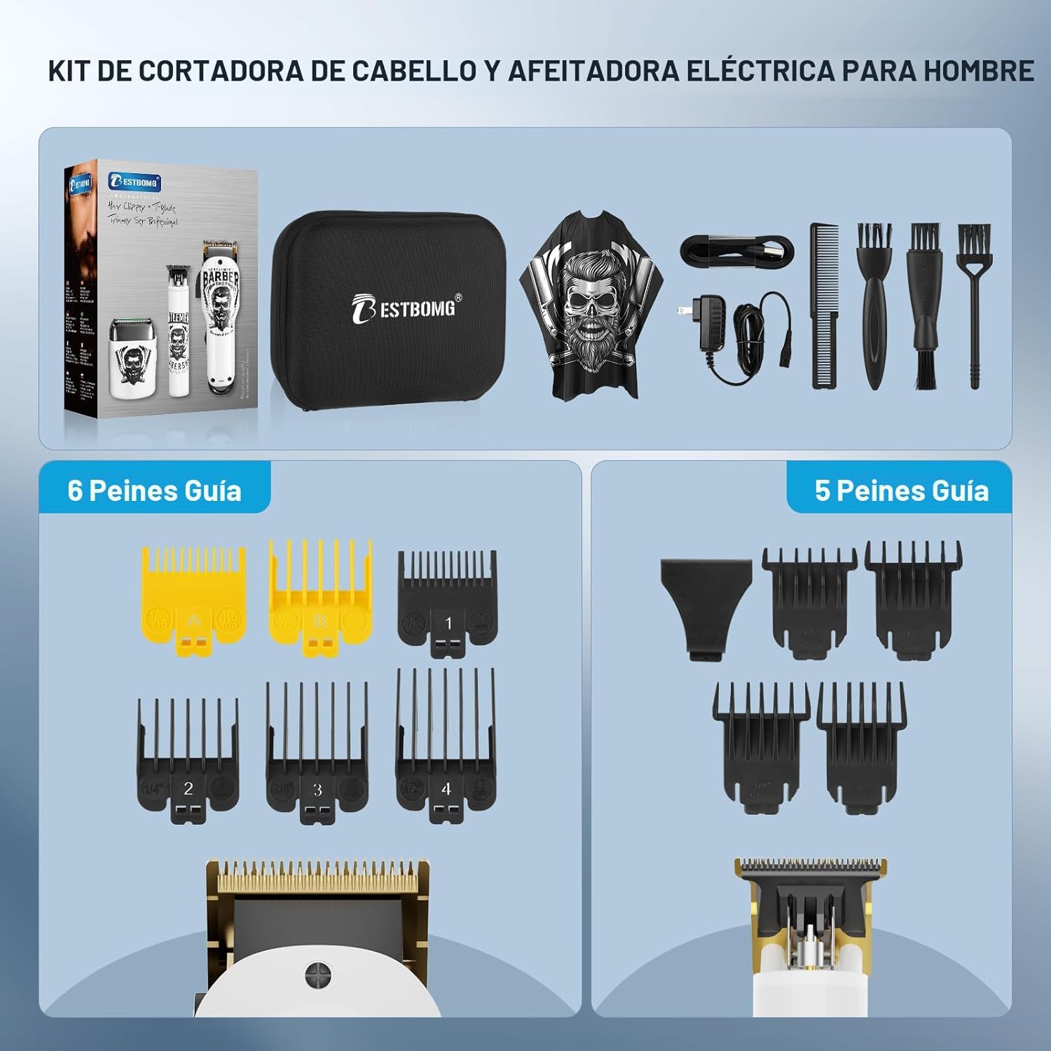 BESTBOMG® Cortadores de pelo para hombres profesionales, kits y set...