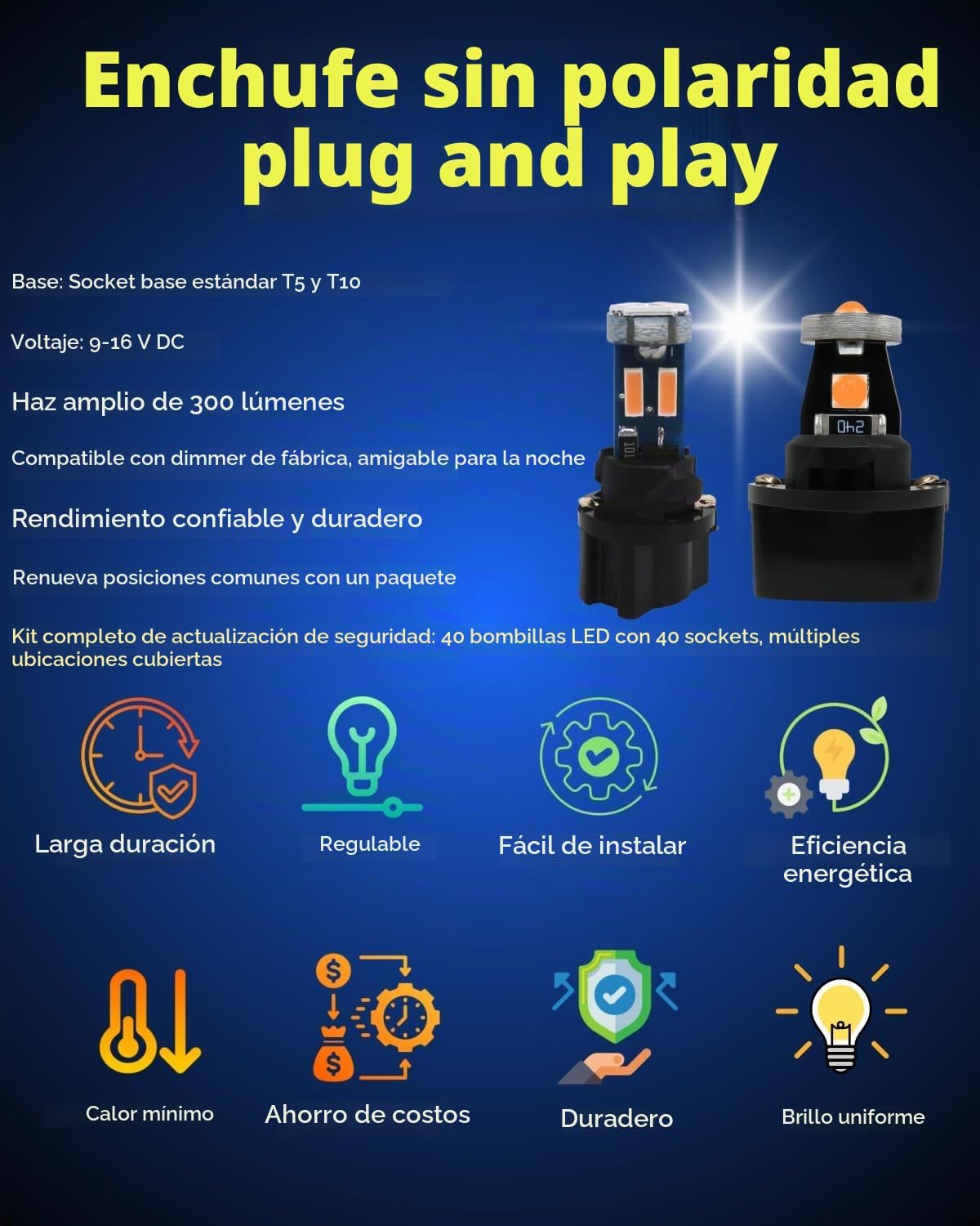 WLJH Canbus Bright PC74 Twist Lock Socket T5 2721 73 74 Led 7SMD 40...