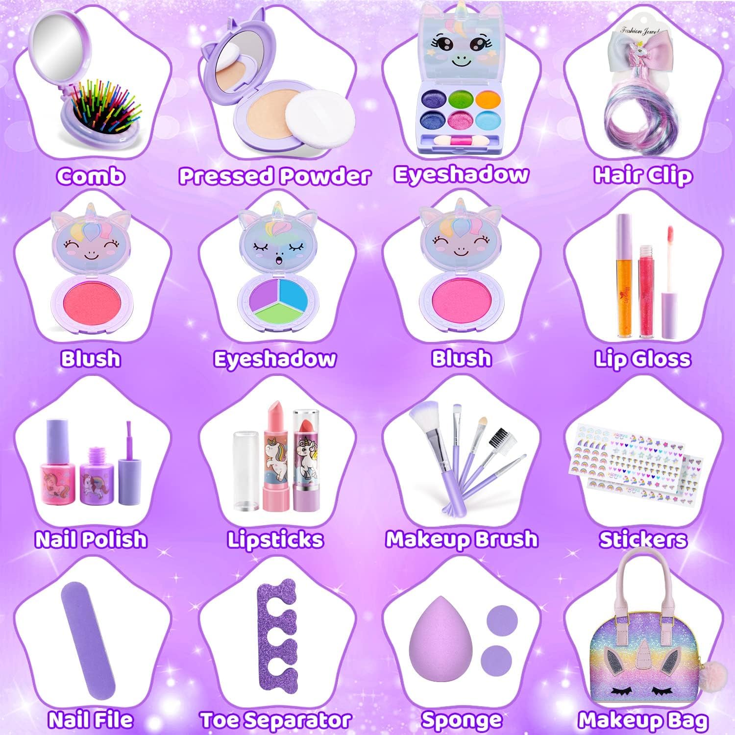 Beayuck Kit de Maquillaje para Niñas - Kit de Maquillaje de Juguete...