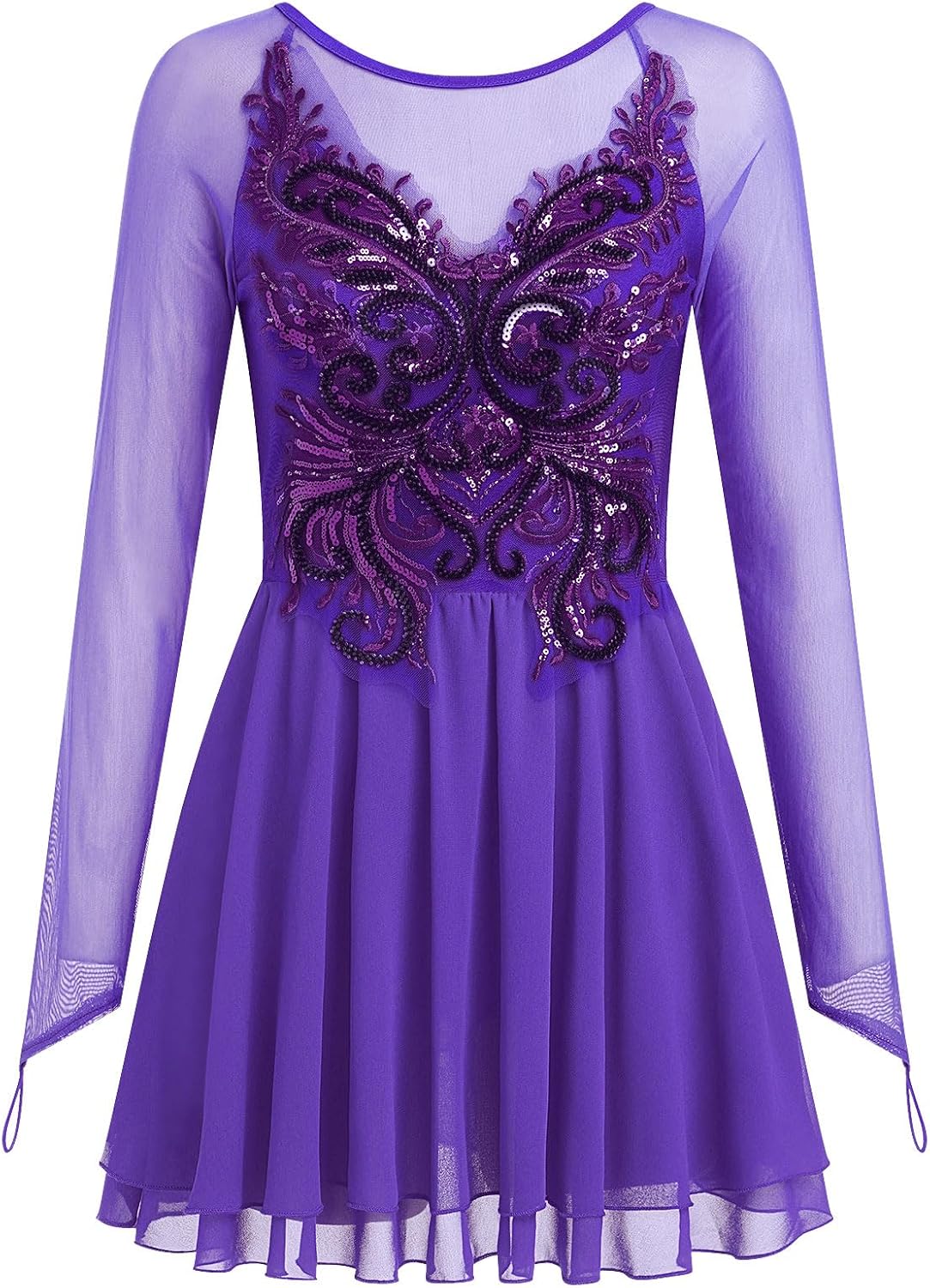 Vestido de patinaje artístico para mujer, diseño de mariposa, lente...