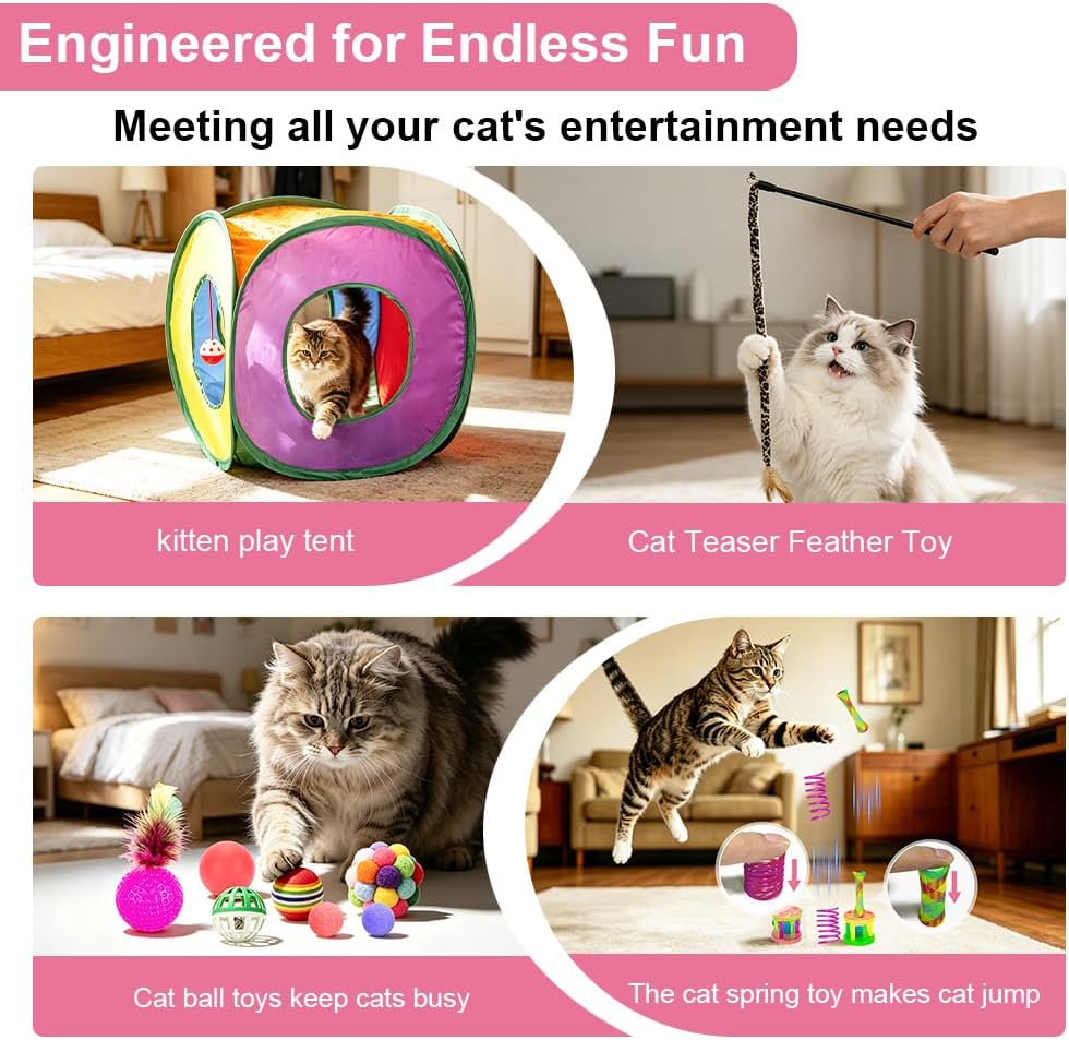 Retro Shaw Paquete de juguetes para gatos, 33 unidades, juguetes in...