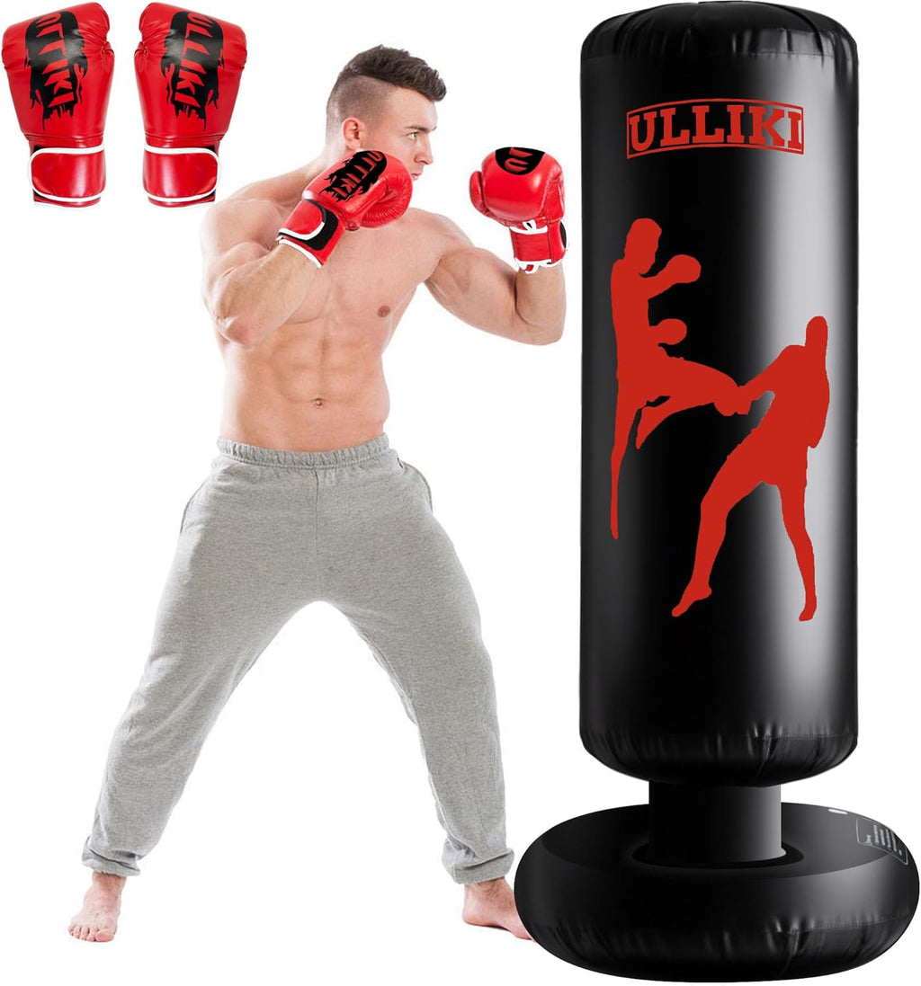 Saco de boxeo independiente para adultos con guantes, bolsa de boxe...