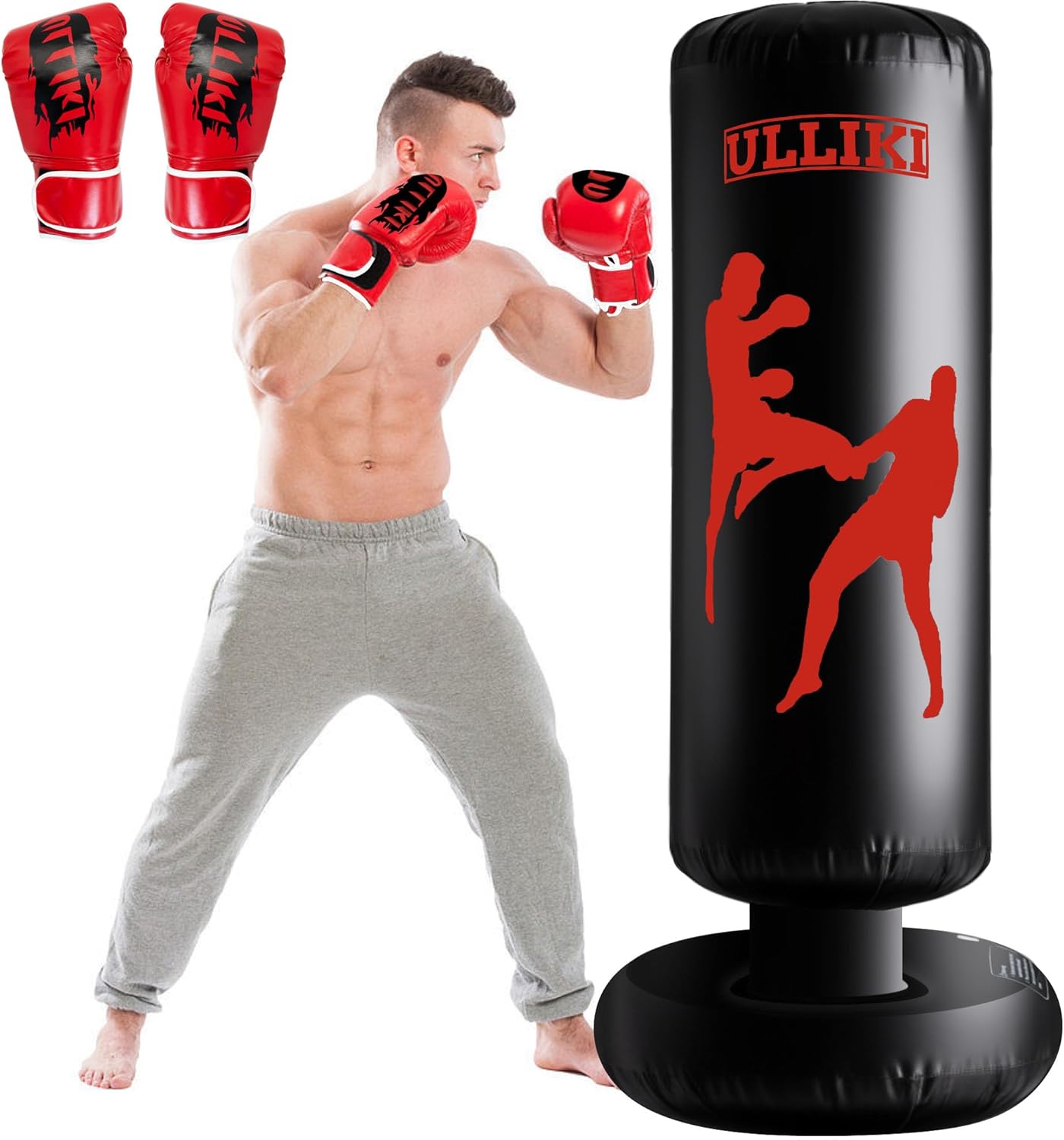 Saco de boxeo independiente para adultos con guantes, bolsa de boxe...