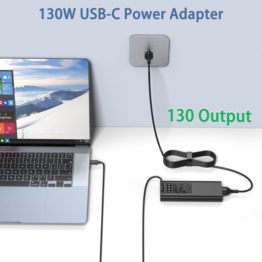 Cargador USB C para laptop de 130 W compatible con Dell Xps 17, Pre...