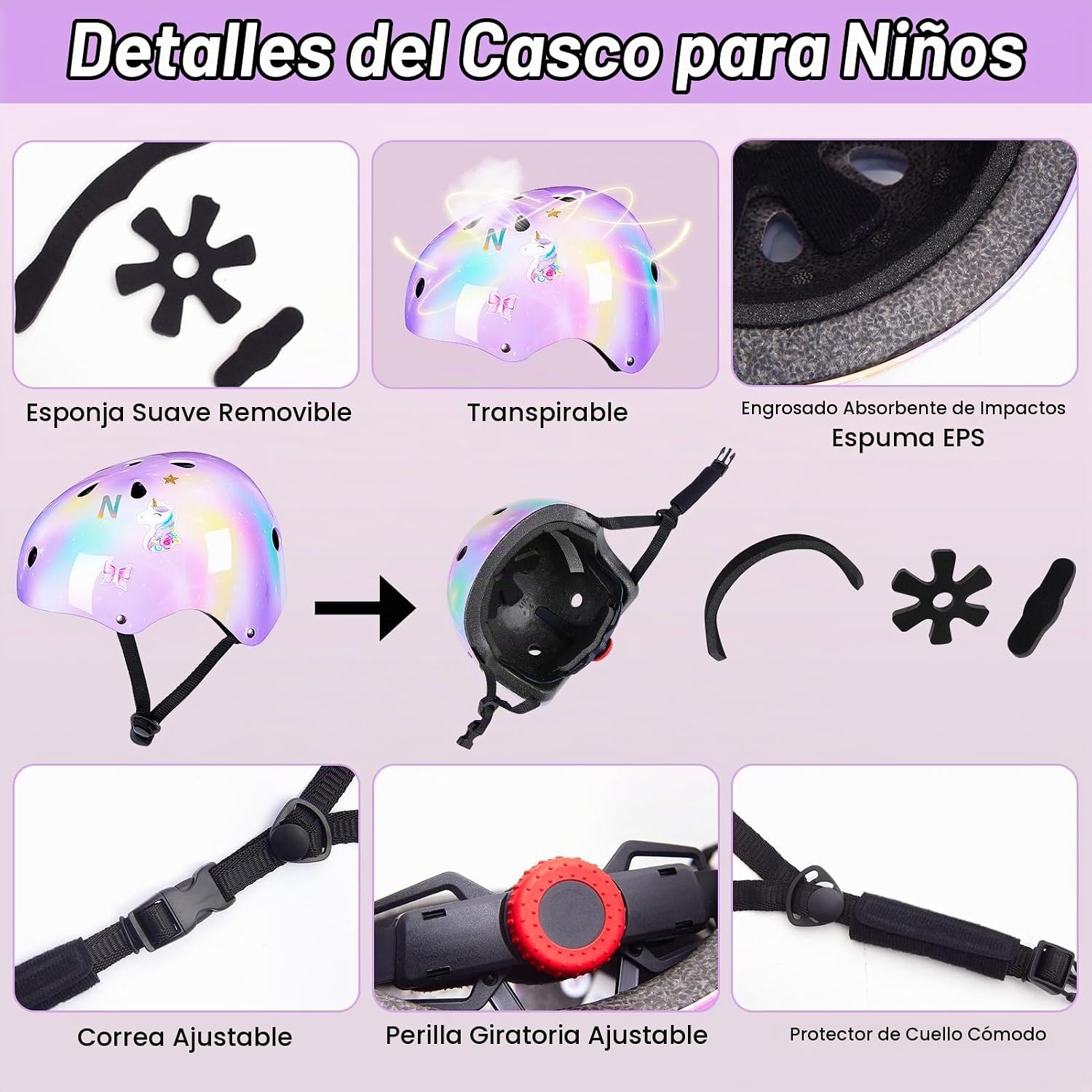 Casco para niños, casco de bicicleta para niños pequeños con pegati...