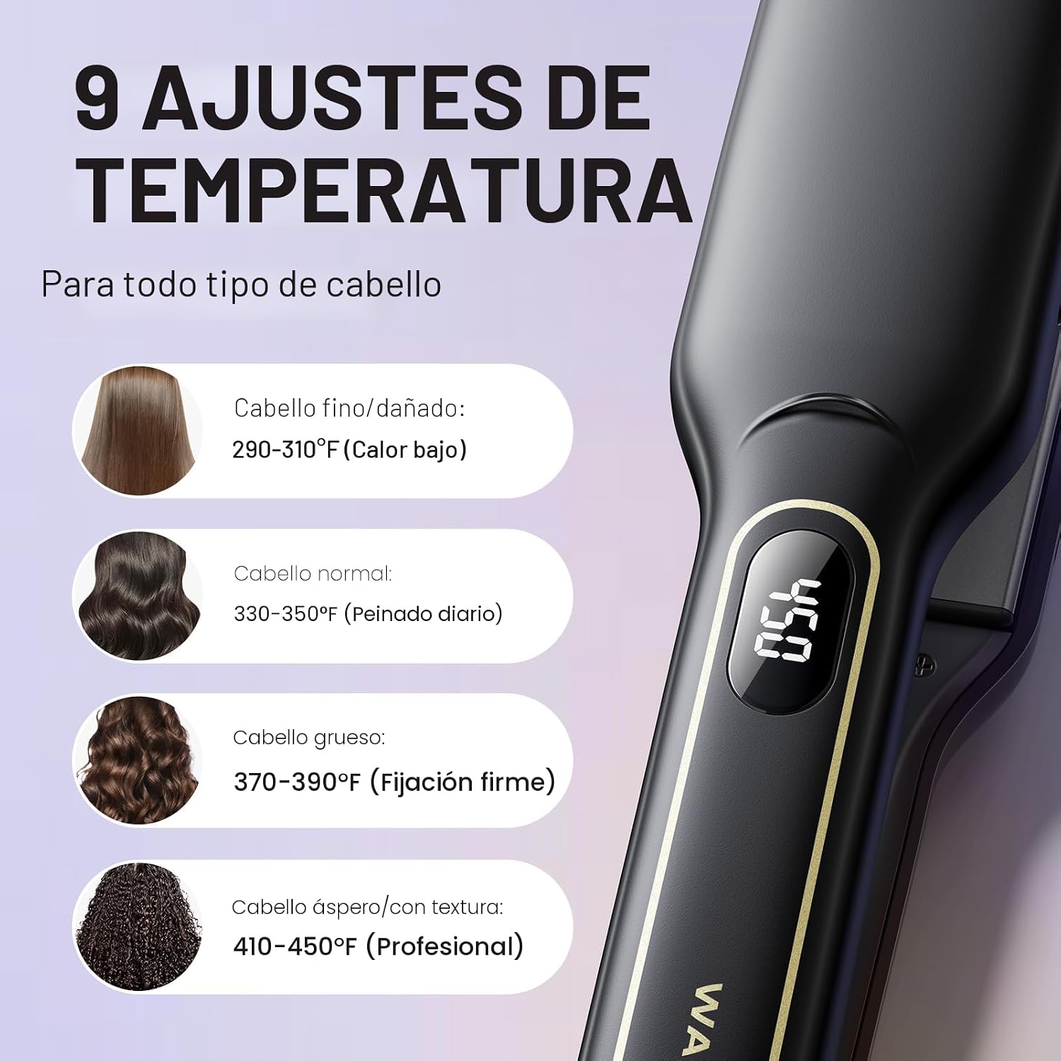 Wavytalk Alisador de pelo de mojado a liso, plancha plana de titani...