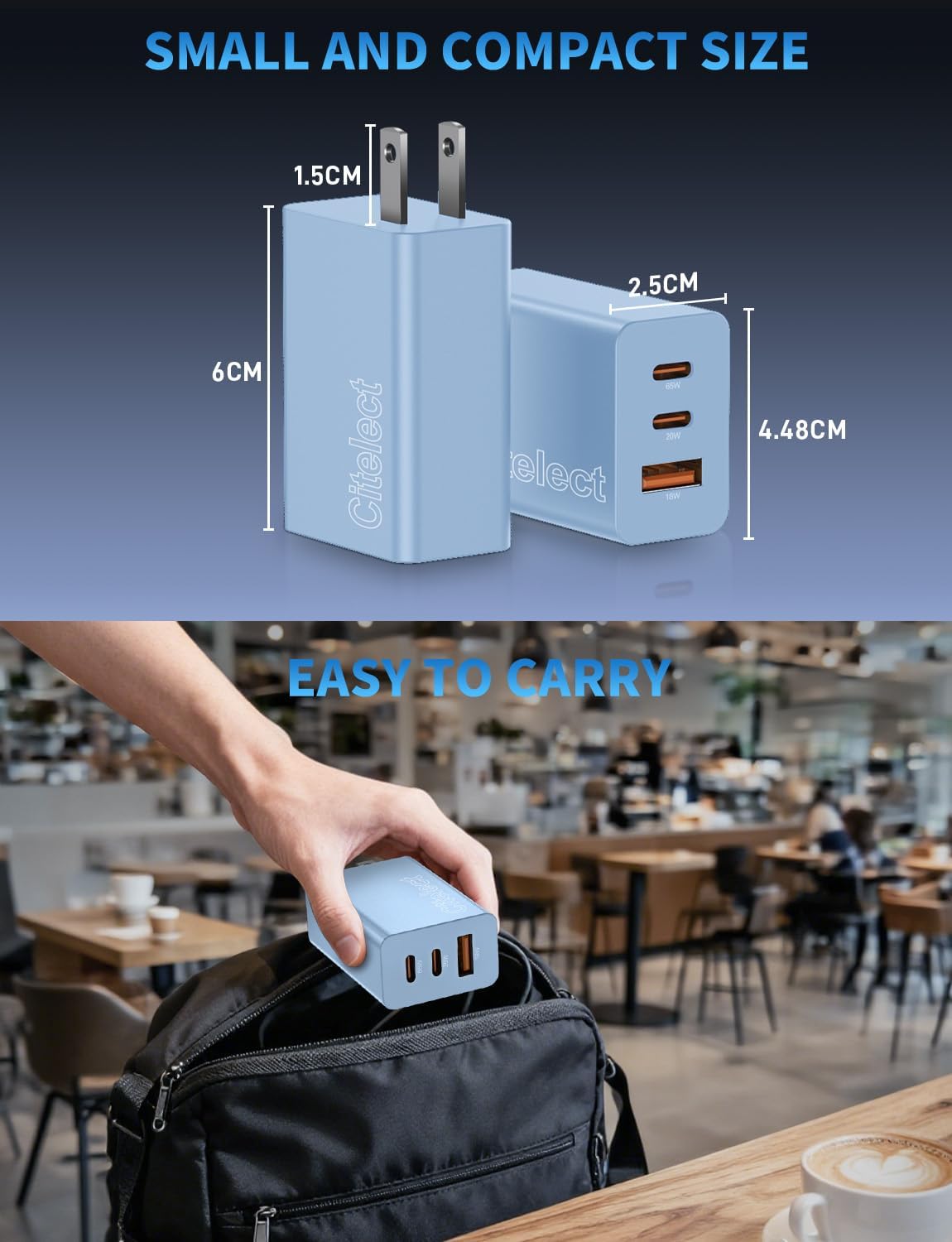Paquete de 2 bloques de cargador USB C de 65 W, adaptador de carga...