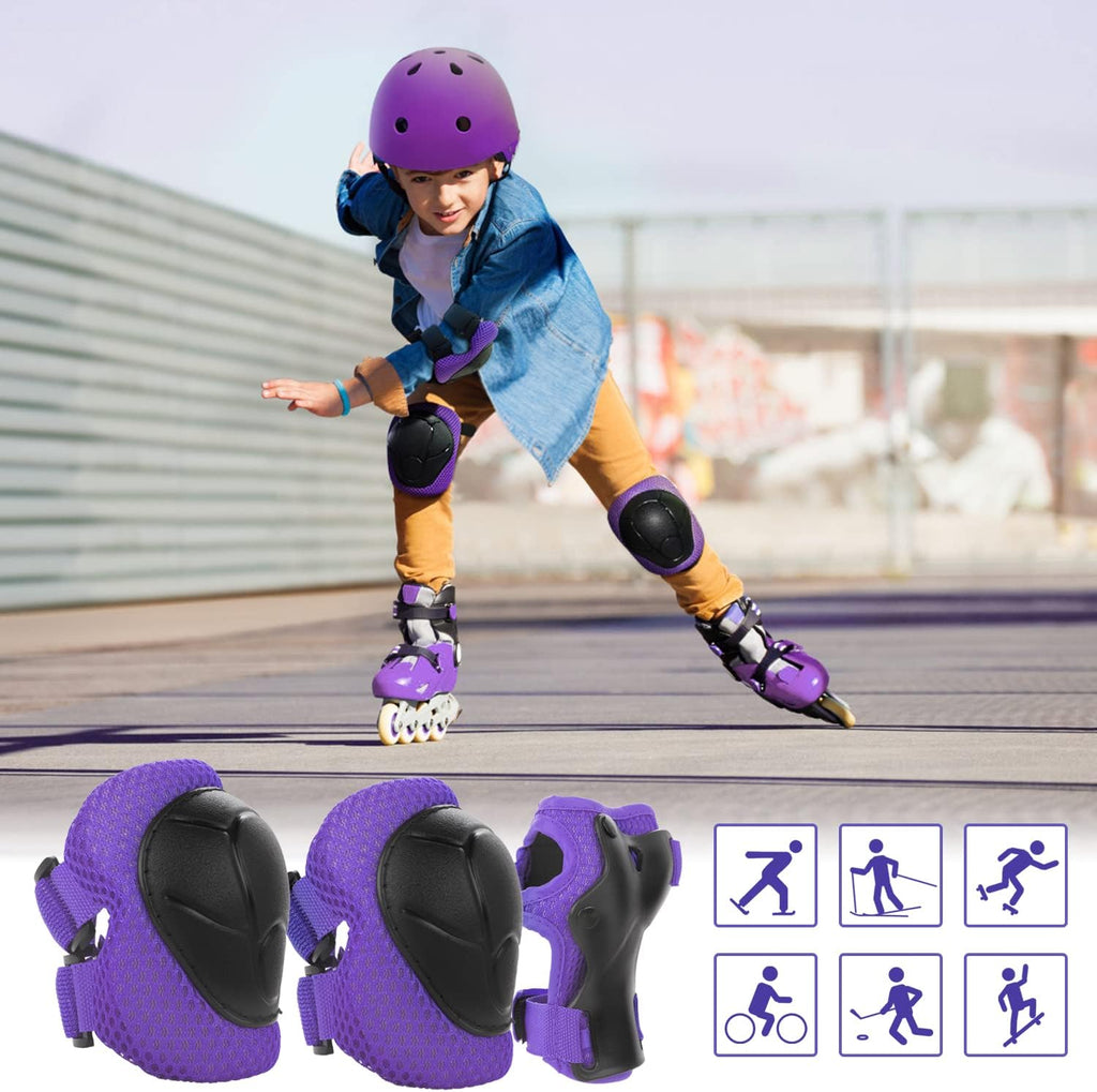 WayEee Juego de casco de bicicleta para niños, rodilleras, equipo d...