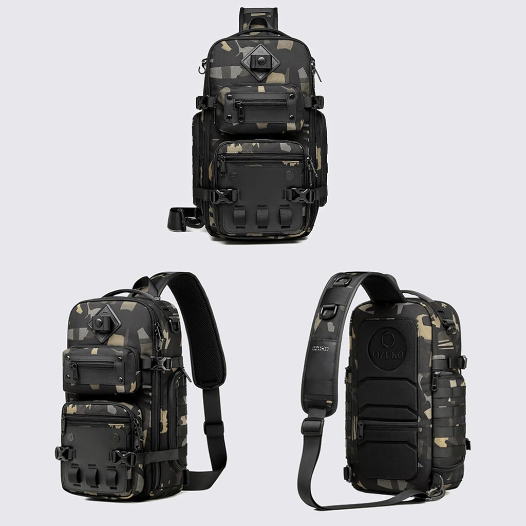 OZUKO Mochila Táctica para Hombre, Bolsa de Pecho con Correa Cruzad...