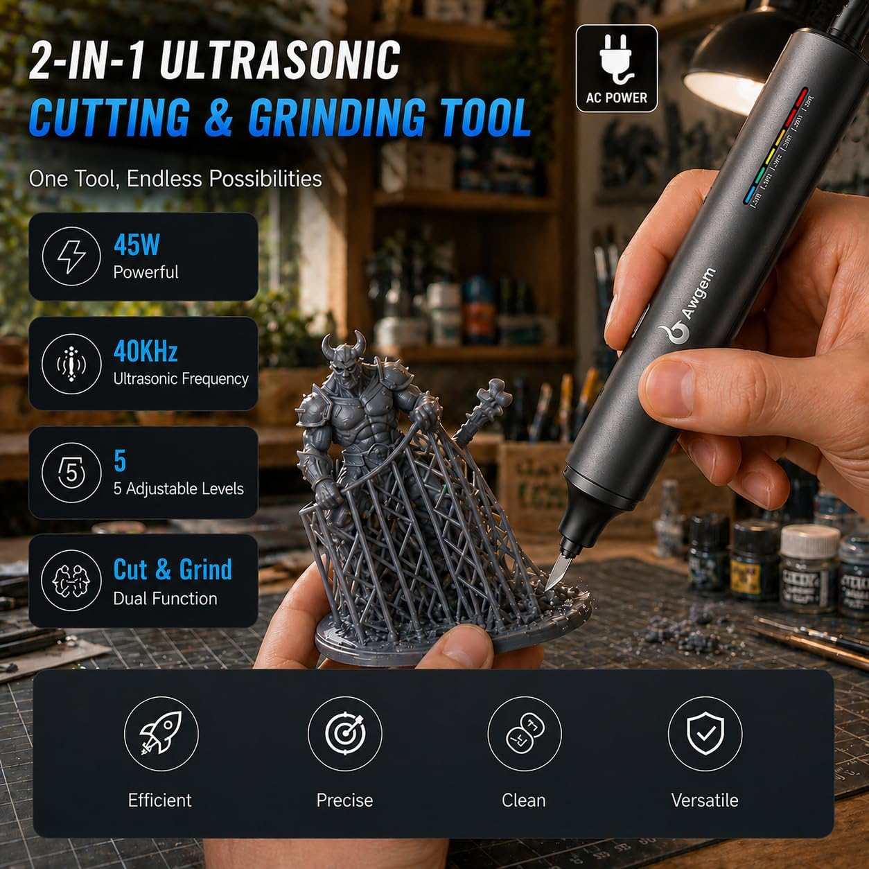 Cuchillo de corte ultrasónico de 45 W, cortador y pulidor ultrasóni...