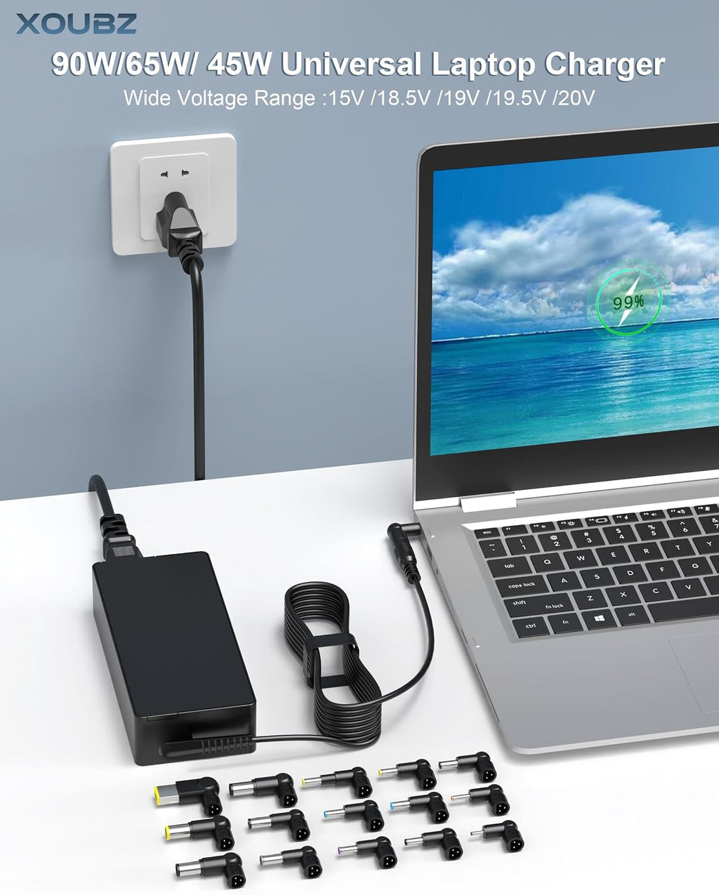 XOUBZ Cargador universal para portátil de 90 W, compatible con HP L...