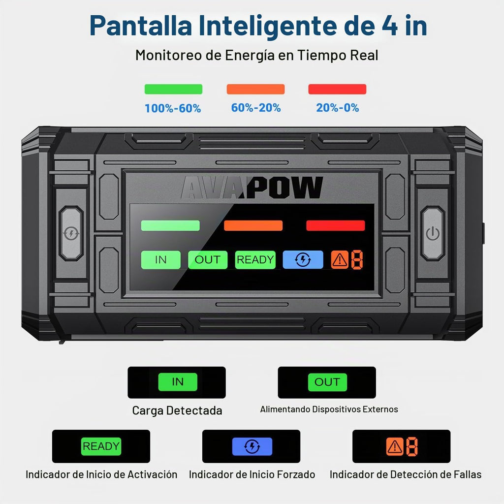 AVAPOW TJ18 5000A Batería Arrancador Portátil con Pantalla HD de 4&...